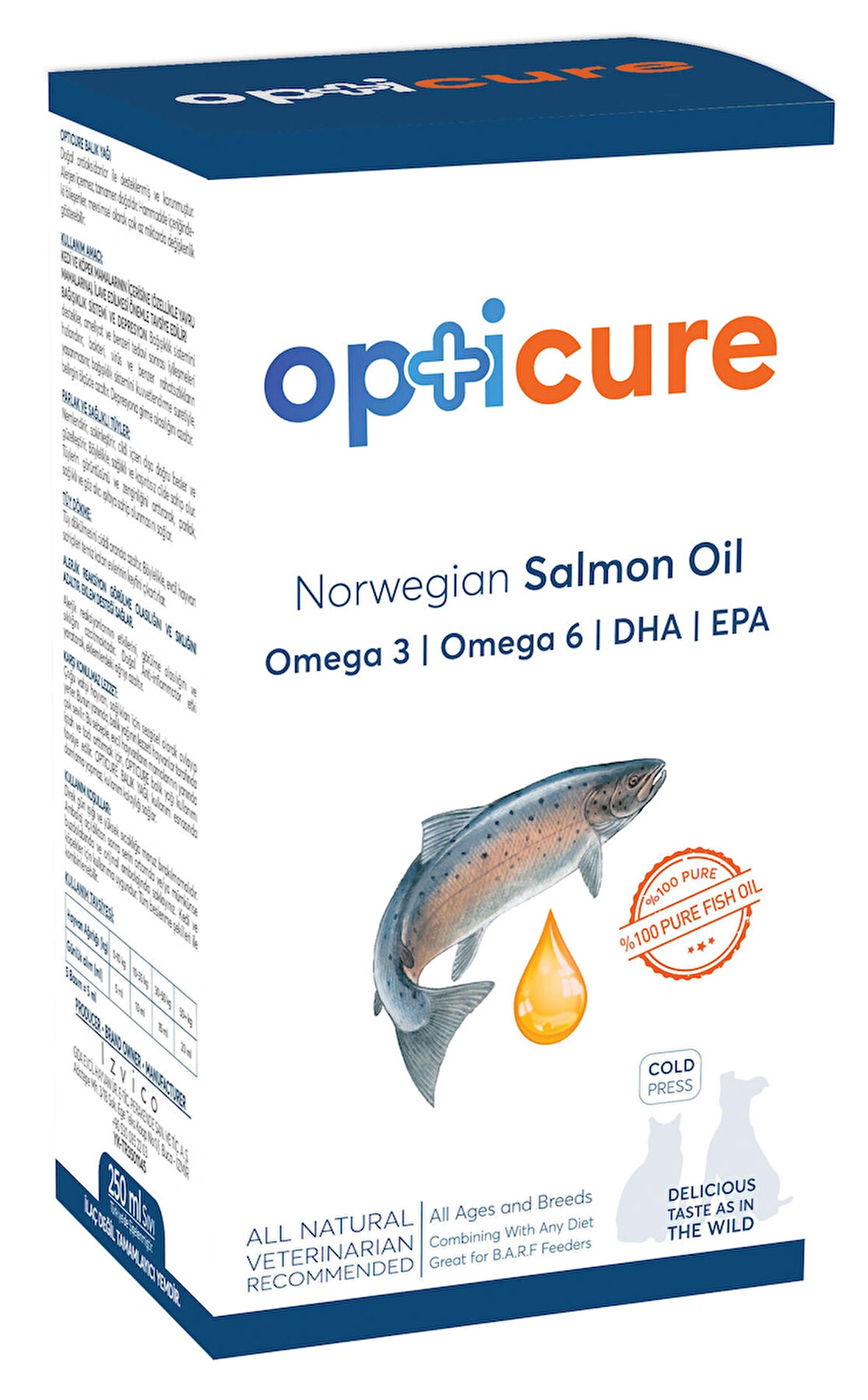 Opticure Kedi ve Köpek Norveç Somonu Balık Yağı 250 ML