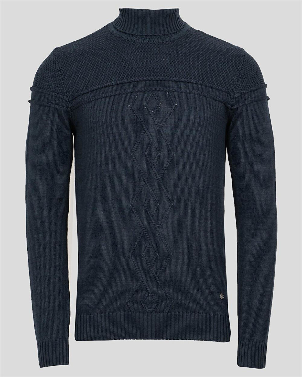 Erkek Triko Tam Boğazlı Örgü Desenli Lacivert Slim Fit Kazak NCS JEANS 3659 