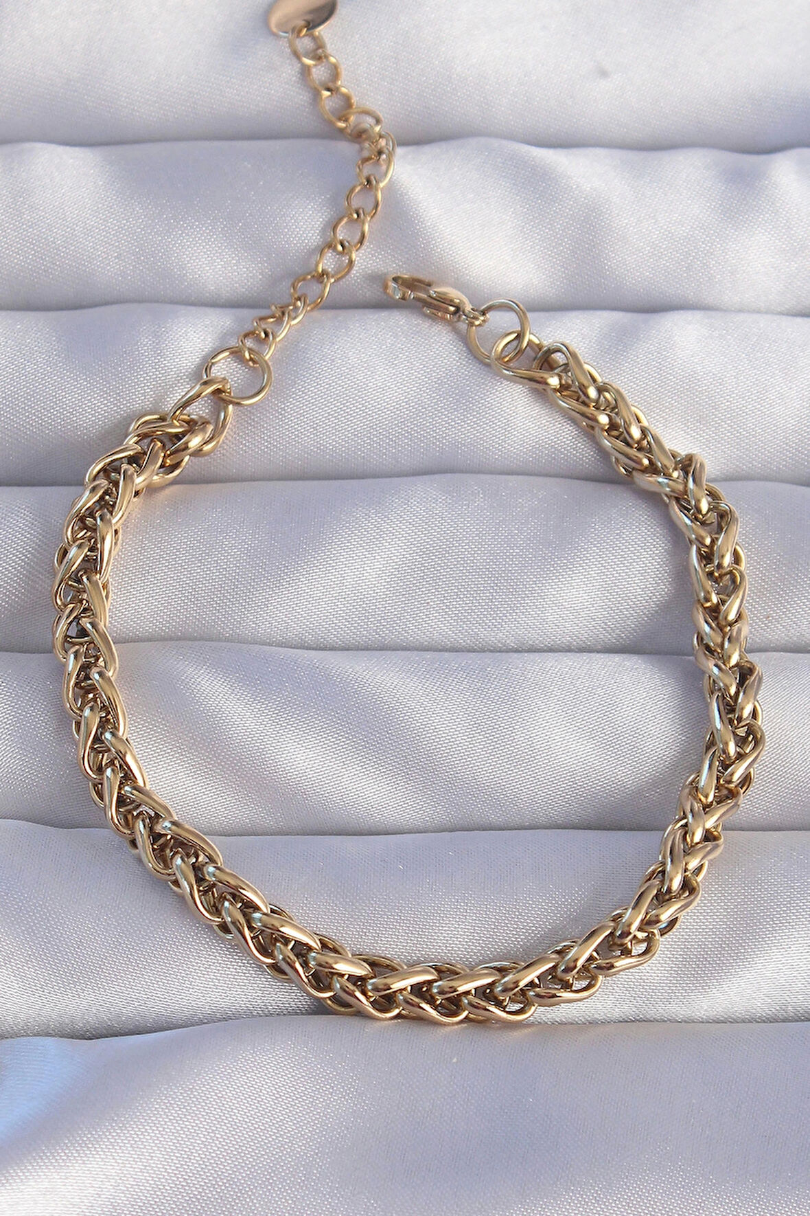 HEYF 316L Çelik Gold Renk Burgu Zincir Bileklik