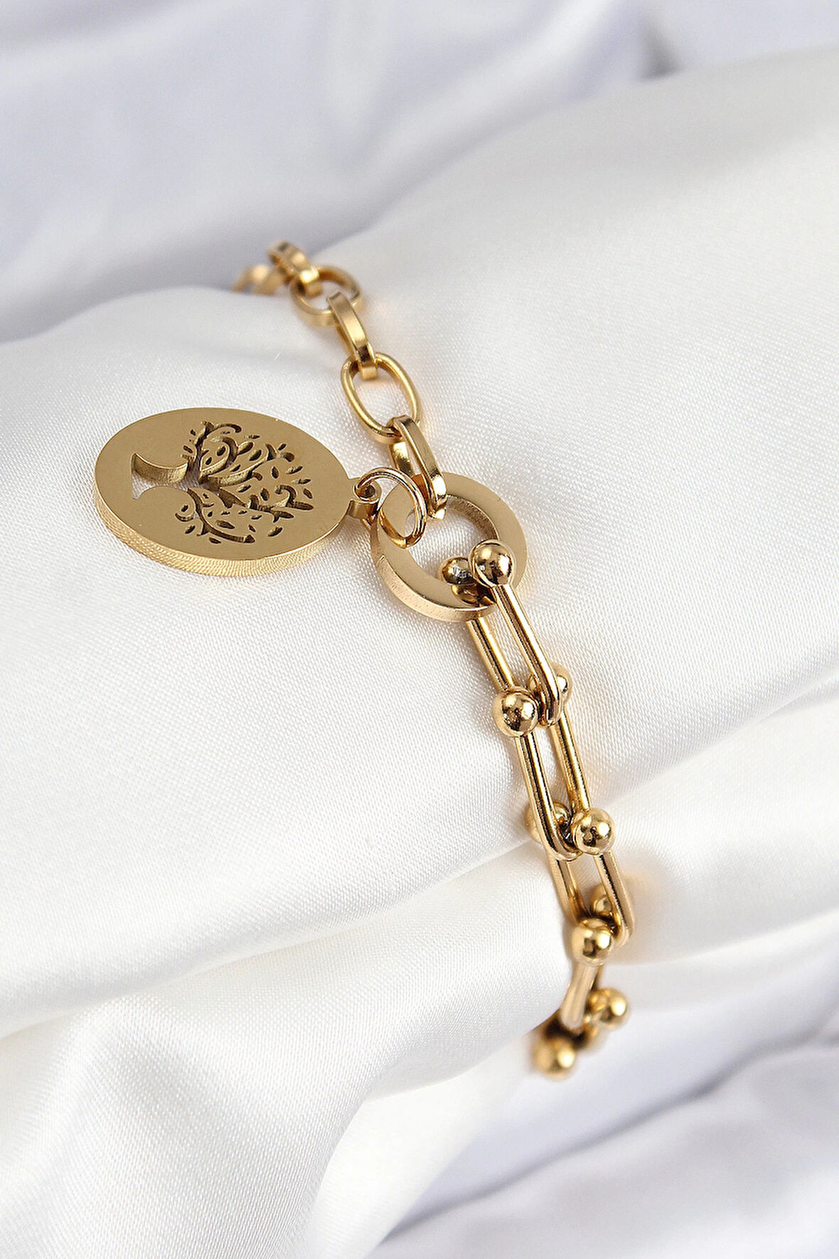 HEYF 316L Çelik Tifany Ağaç Model Gold Renk Kadın Bileklik