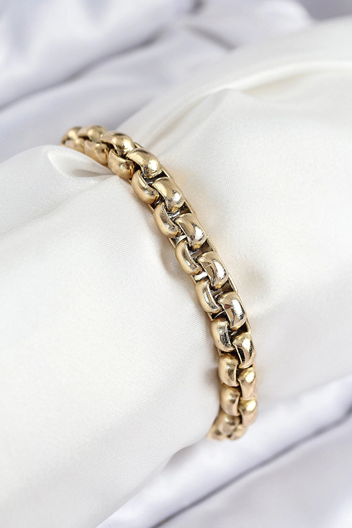 HEYF 316L Çelik Halat Zincir Model Gold Renk Kadın Bileklik