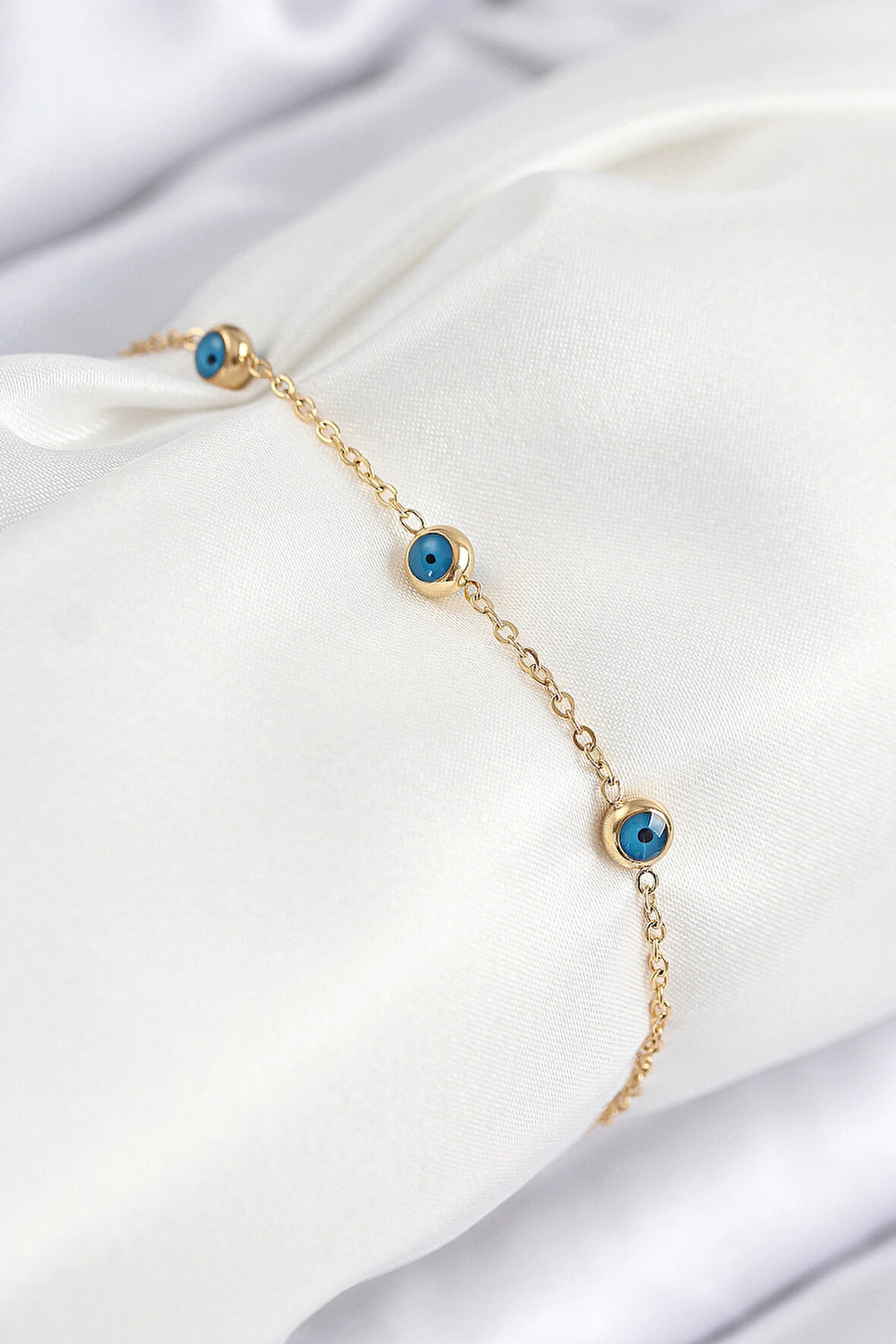 HEYF 316L Çelik Nazar Boncuğu Model Gold Renk Kadın Bileklik