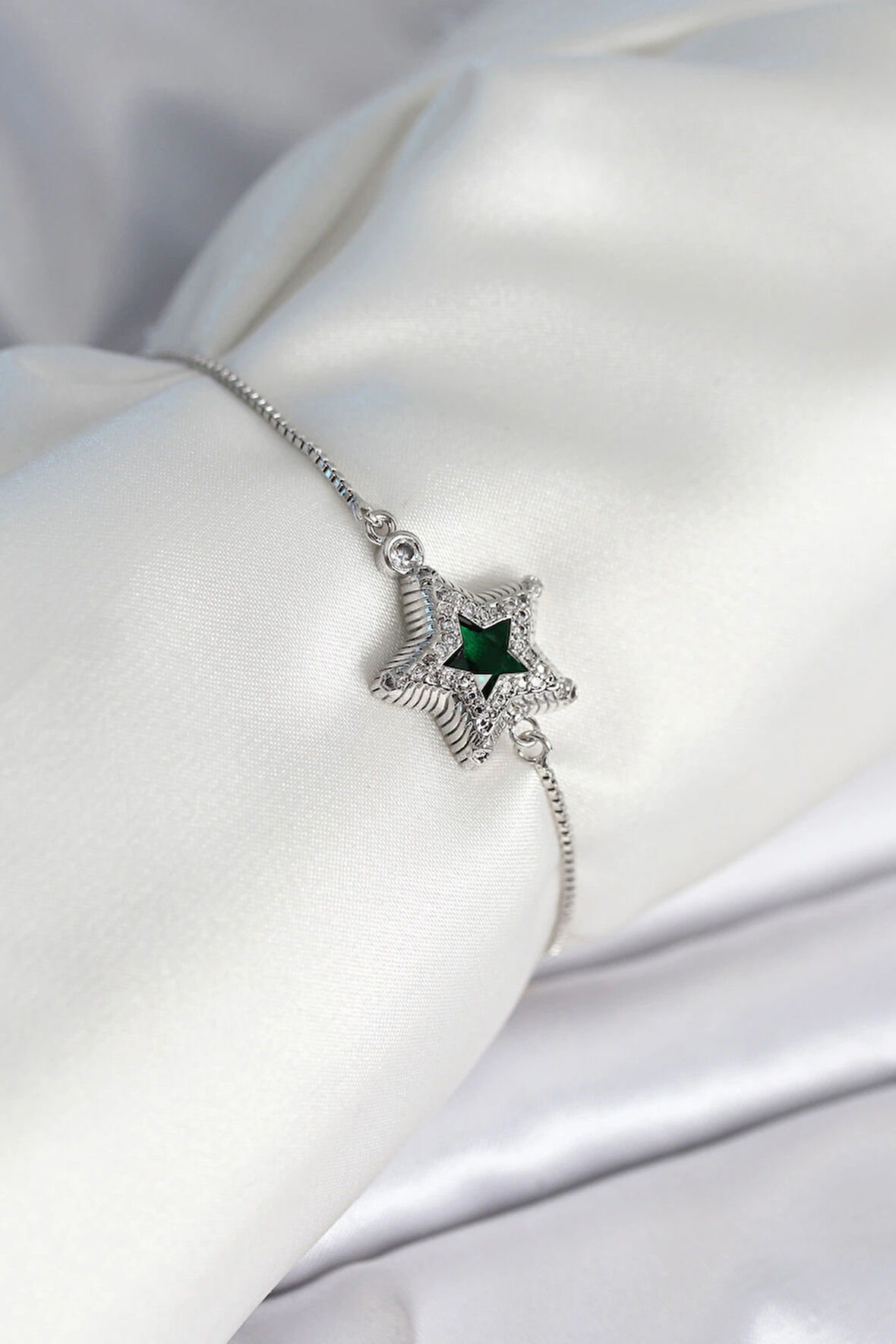 HEYF Yıldız Model Asansörlü Gümüş Renk Kadın Bileklik