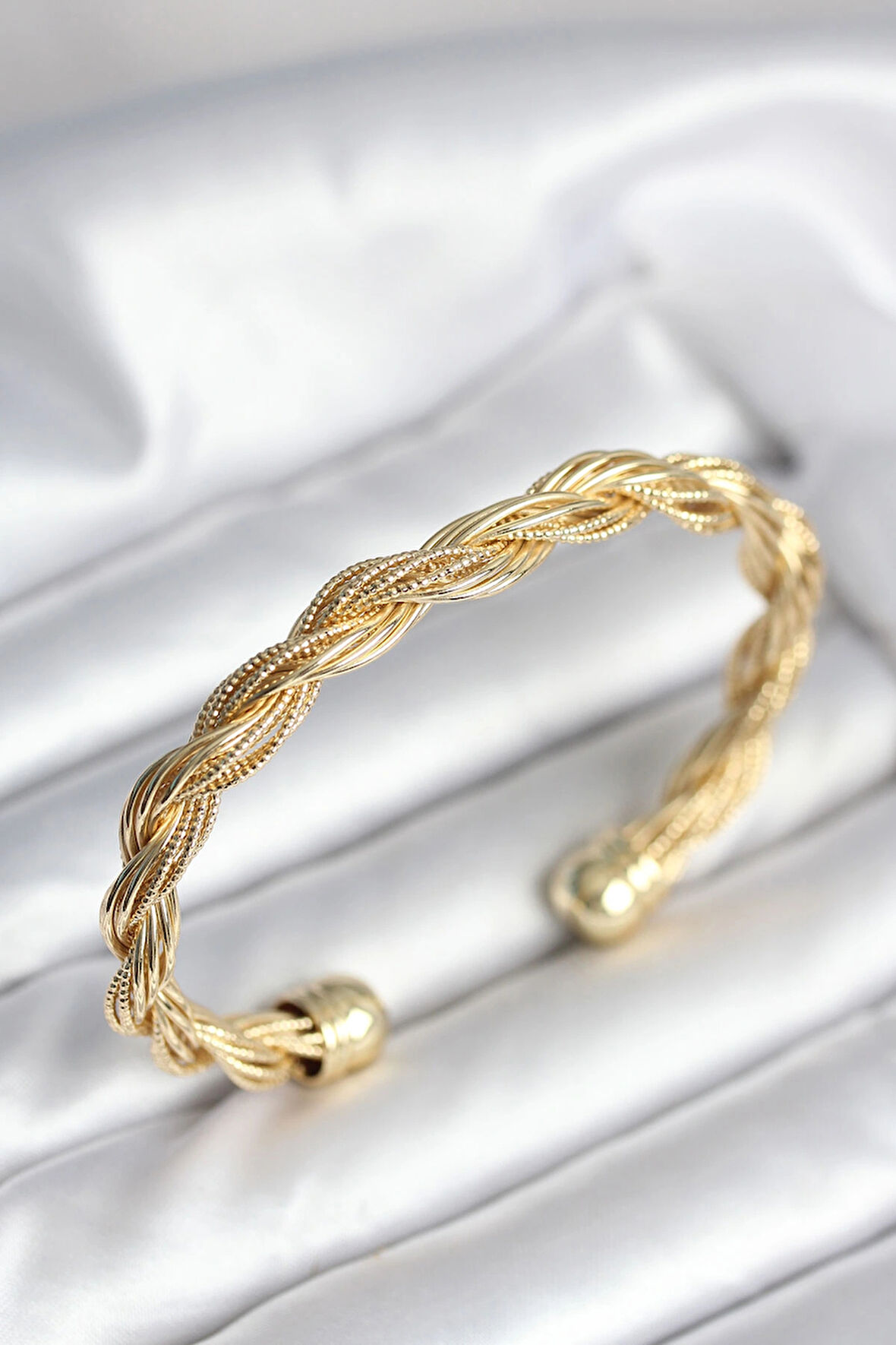 HEYF Burgu Zincir Model Gold Renk Kadın Vintage Bileklik