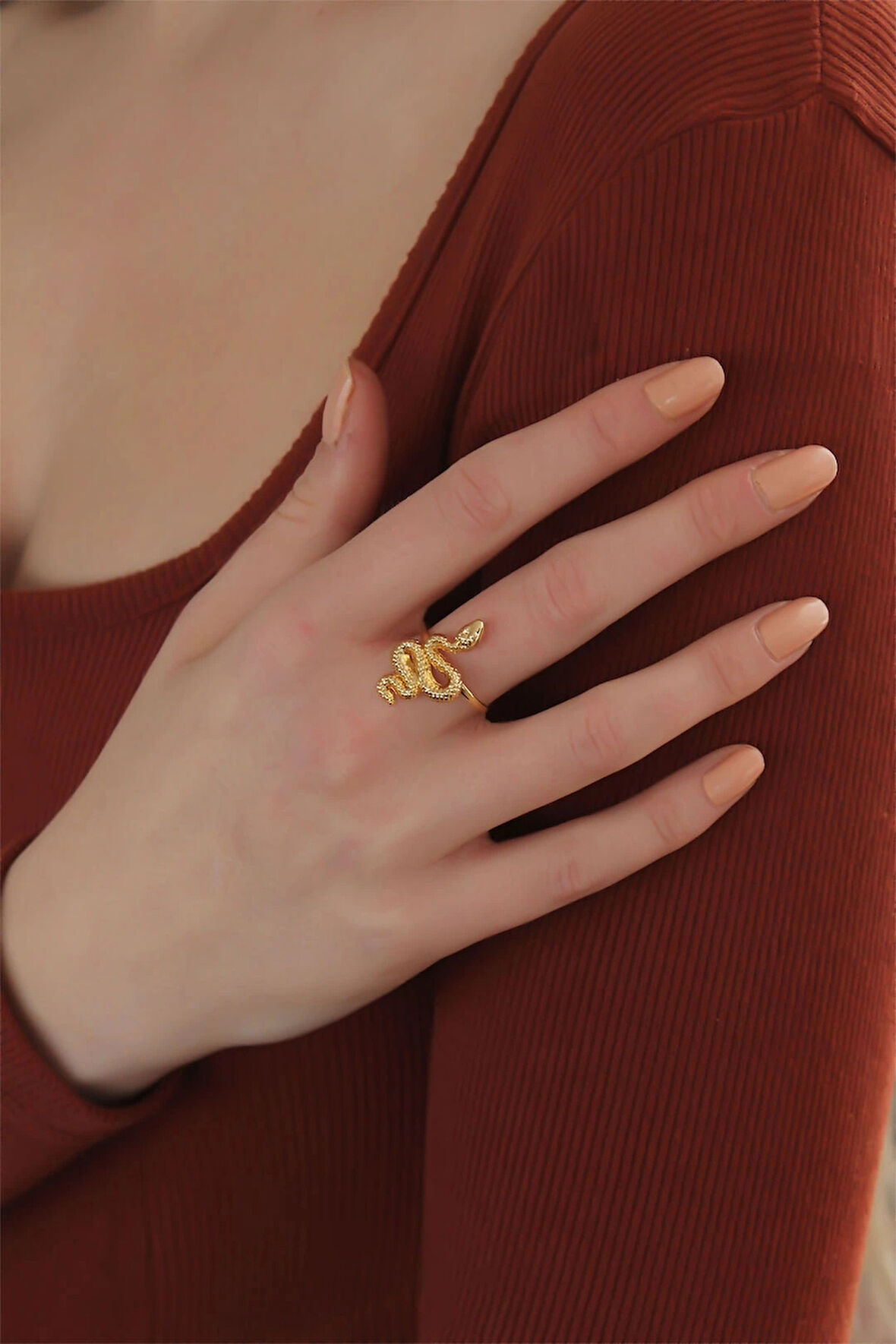 HEYF Ayarlanabilir Altın Renk Yılan Yüzük