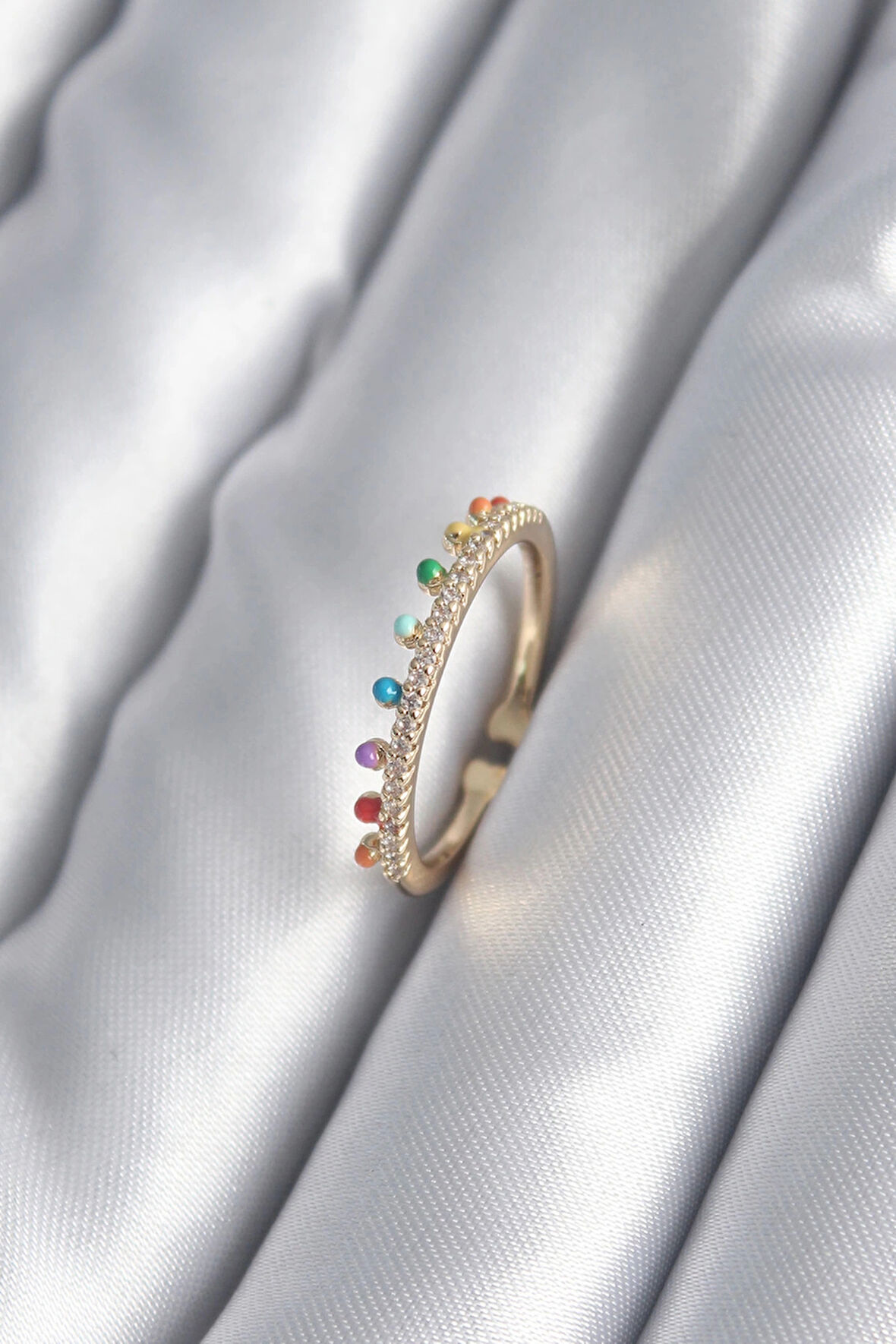 HEYF Pirinç Gold Renk Zirkon Taş Detay Kadın Yüzük