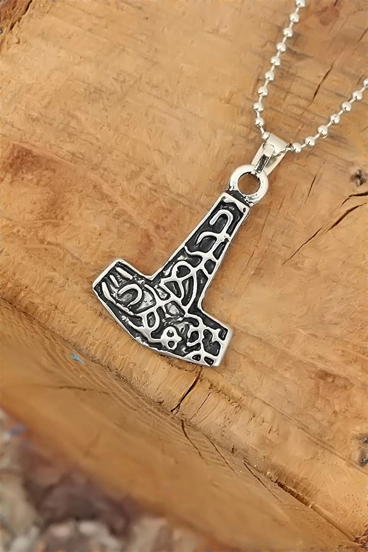 HEYF Gümüş Renk Metal Aksesuarlı Top Zincirli Erkek Kolye