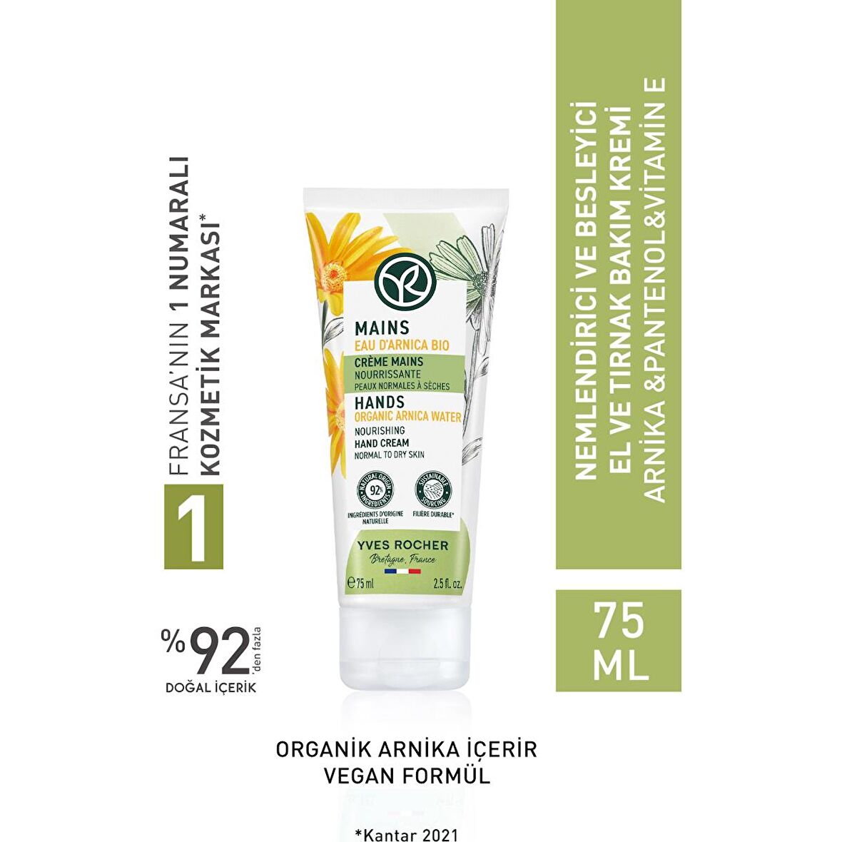 Yves Rocher El ve Tırnak Bakım Kremi - Nemlendirici ve Besleyici-75 ML-13375