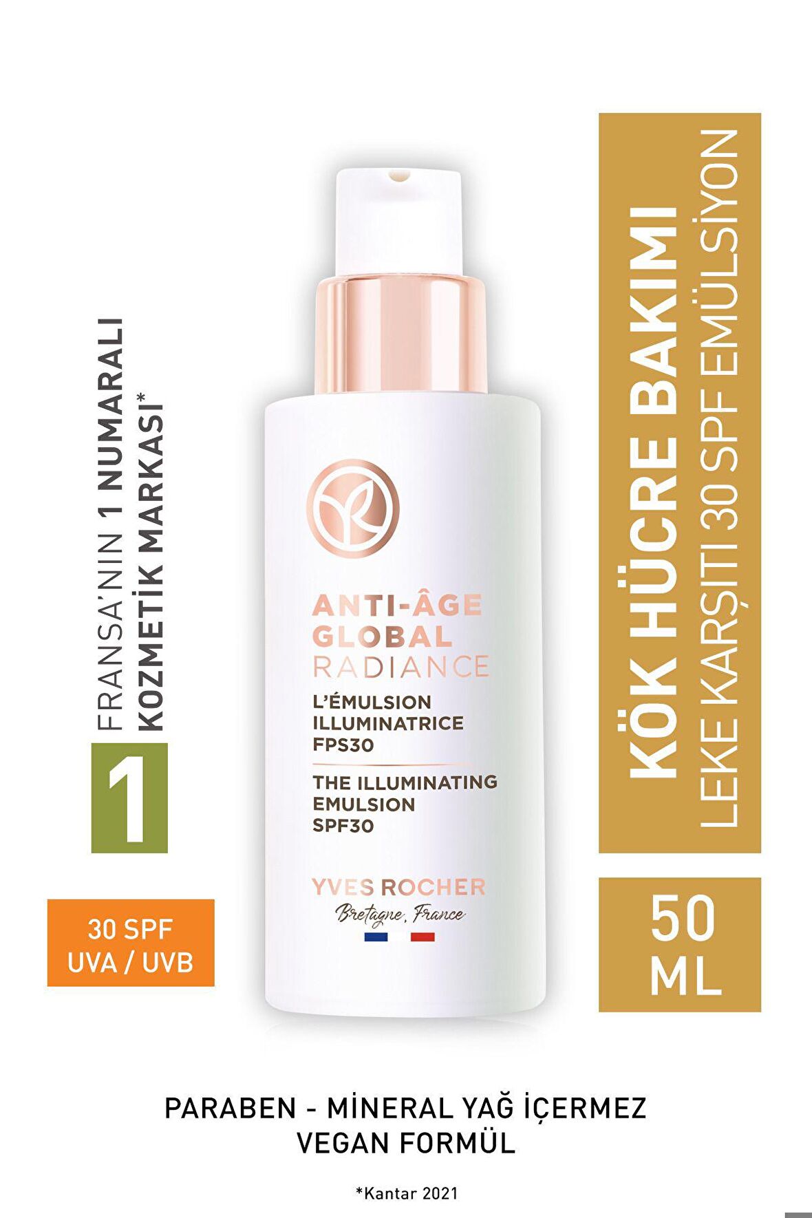 Yves Rocher Leke Ve Yaşlanma Karşıtı Bitkisel Kök Hücre Bakımı Anti-age Global Radiance- Vitamin E - 30 Spf Krem 41919