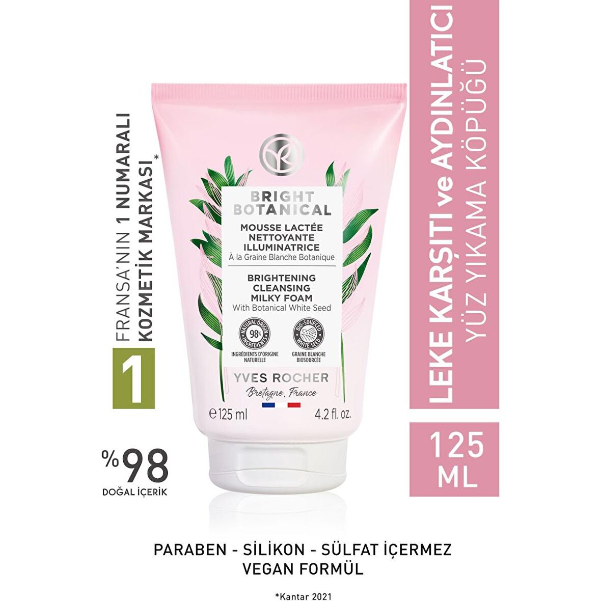 Yves Rocher Leke Ve Kırışık Karşıtı Bitkisel Bakım Bright Botanical - Yüz Yıkama Köpüğü-125ml 44851