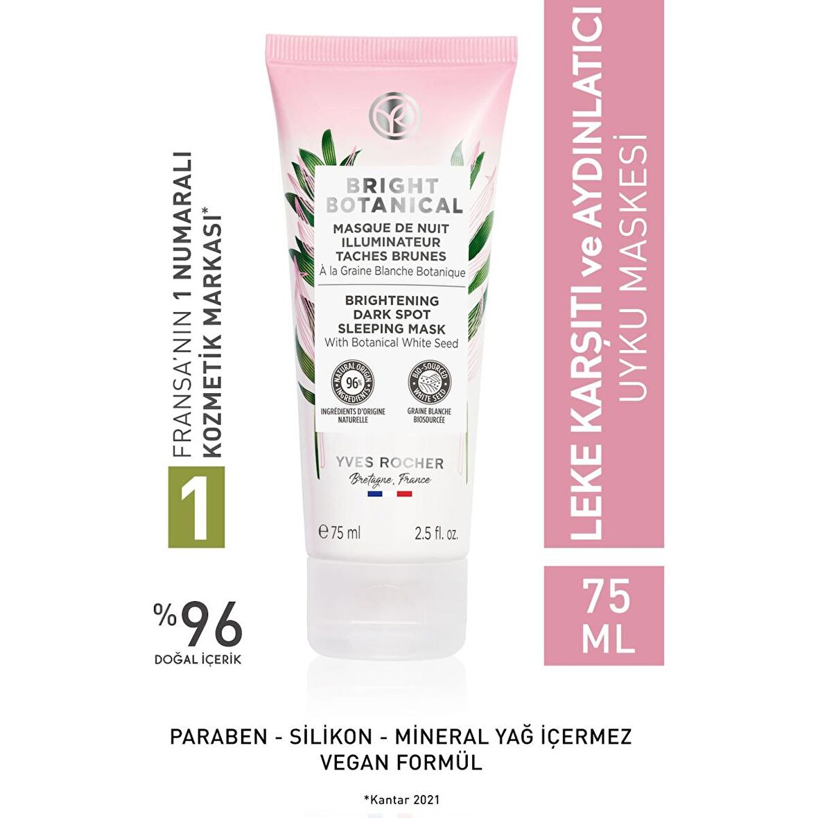 Yves Rocher Bright Botanical-Leke Karşıtı, Aydınlatıcı, Ton Eşitleyen Uyku Maskesi-75ml 47377