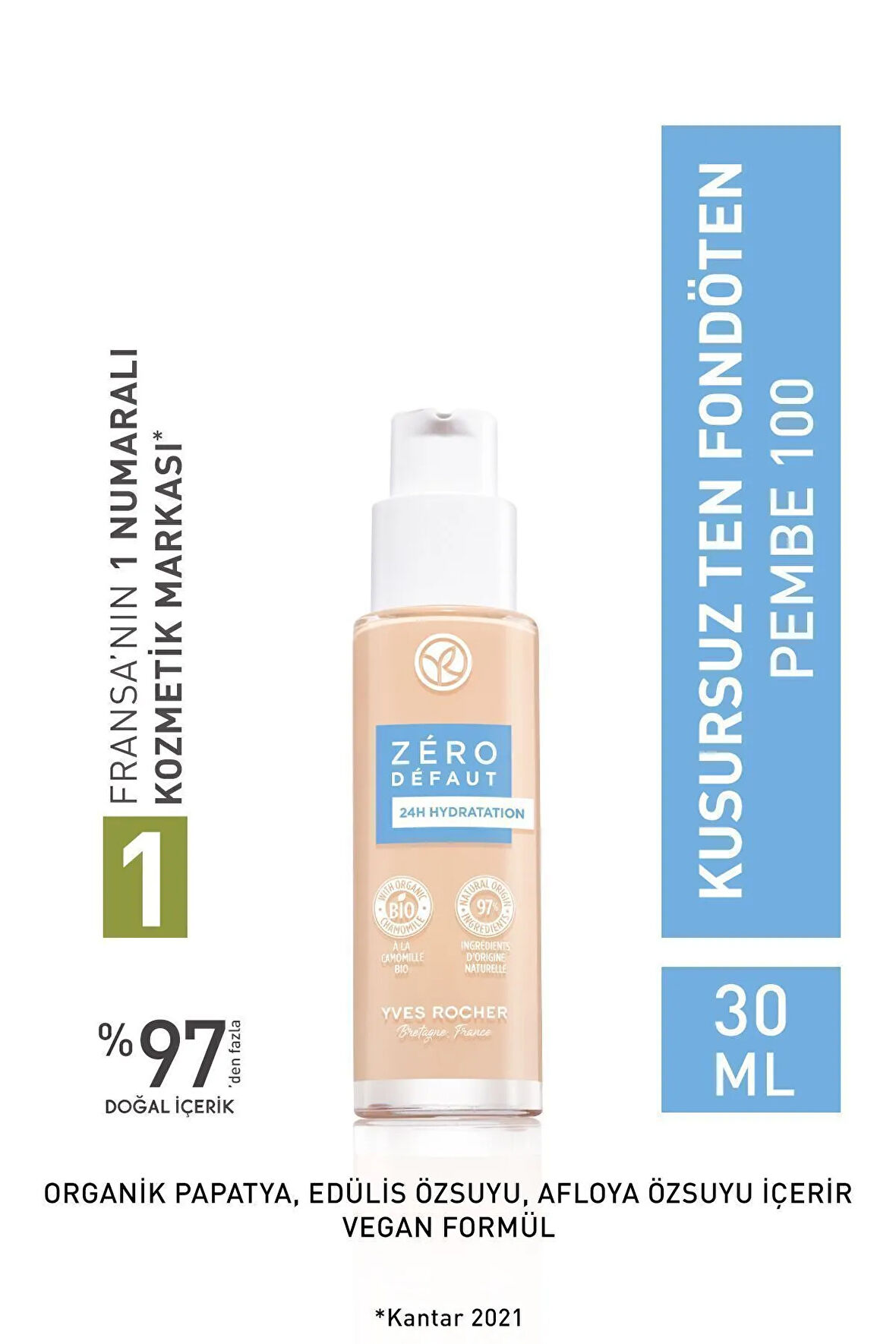 Kusursuz Ten Fondöten-Pembe 100-30 ml + Göz Makyaj Temizleyici 100 ml