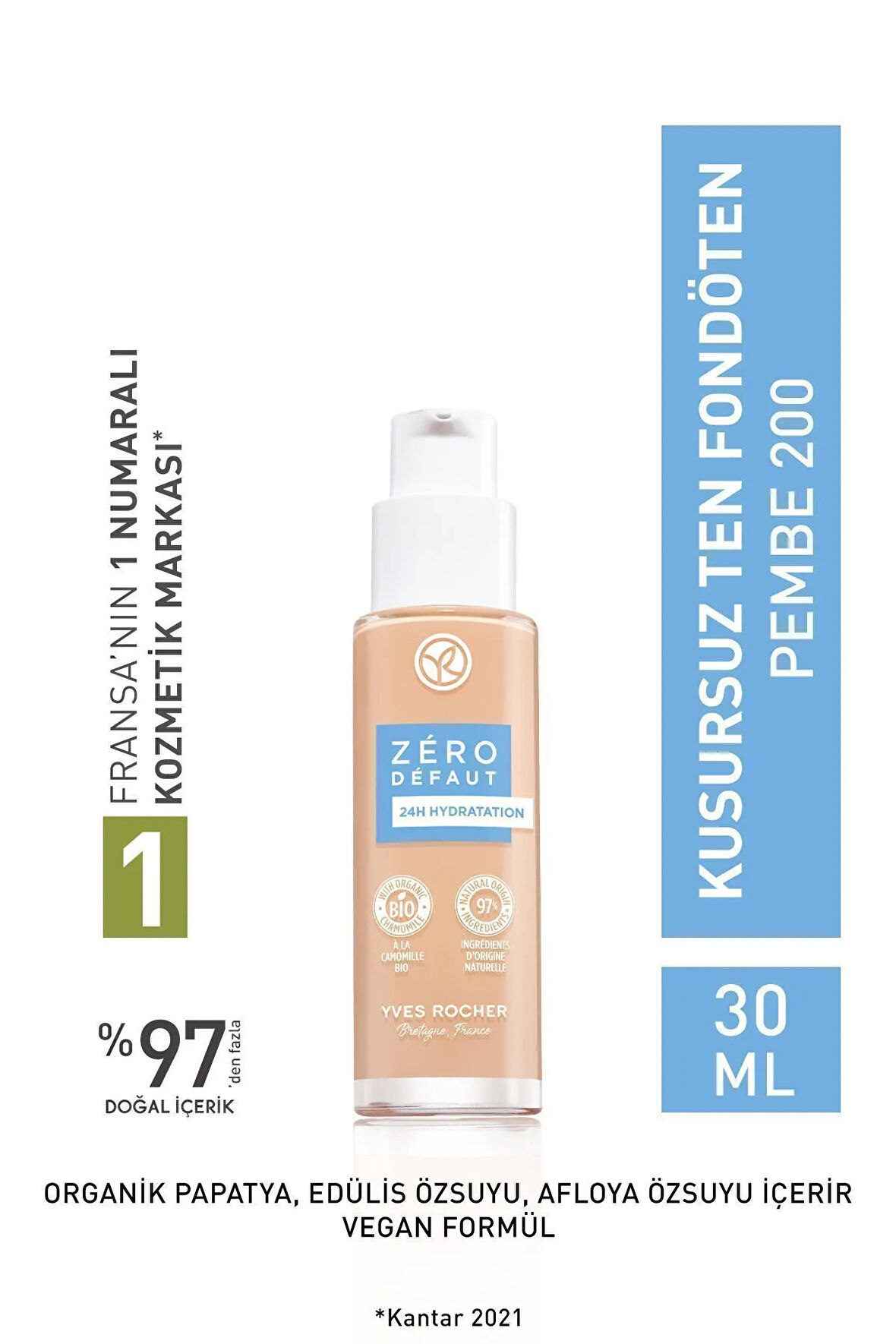 Kusursuz Ten Fondöten-Pembe 200-30 ml + Göz Makyaj Temizleyici 100 ml