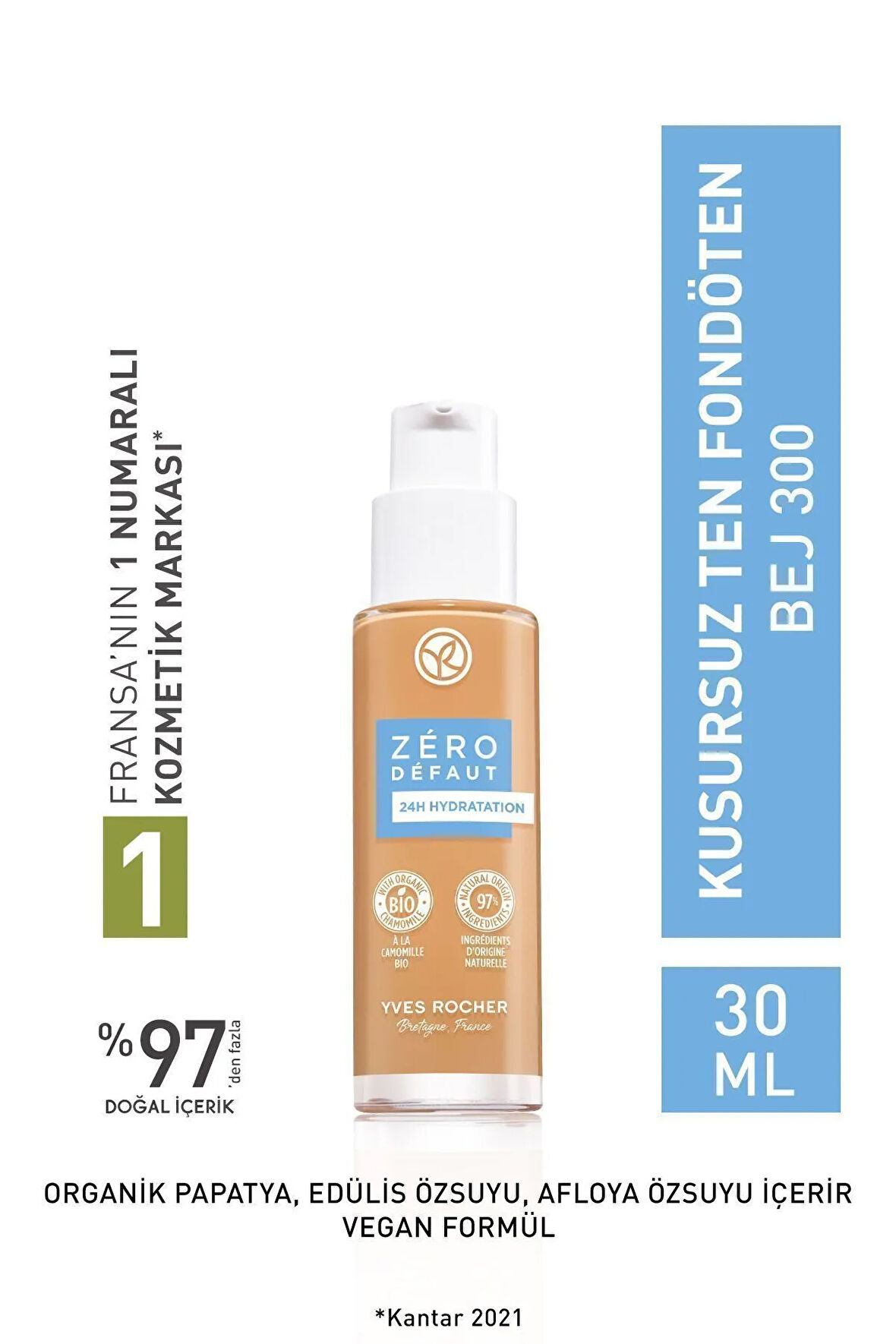 Kusursuz Ten Fondöten-Bej 300-30 ml + Göz Makyaj Temizleyici 100 ml