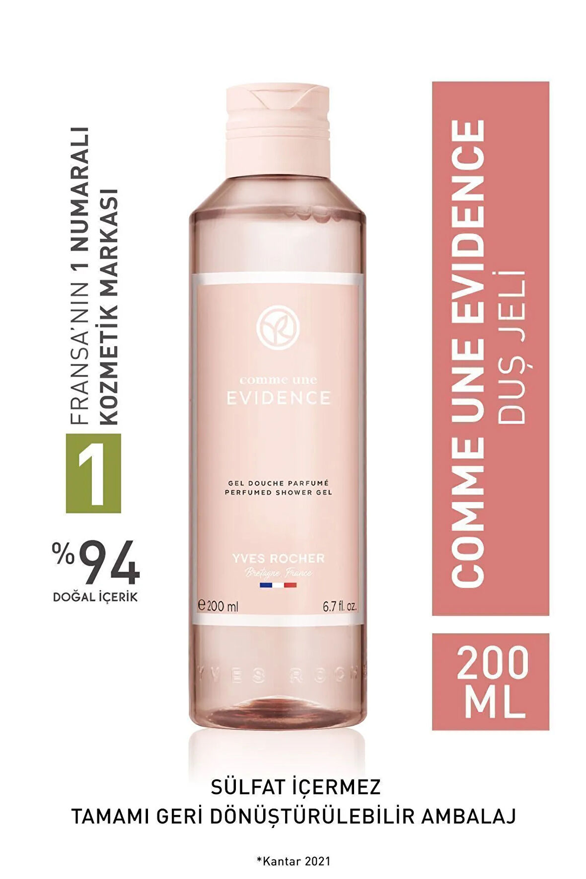 Comme une Evidence Parfümlü Duş Jeli - 200 ml + Isana Men Duş Jeli 3 in 1 Fresh 300 ml