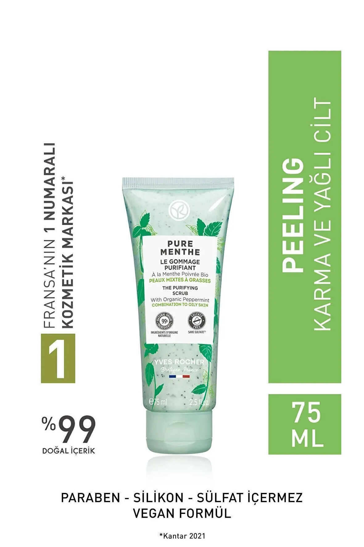 Karma ve Yağlı Ciltler Için Pure Menthe Prebiyotik Yüz Peeling-75 ml  La Roche Posay Jel Hediyeli