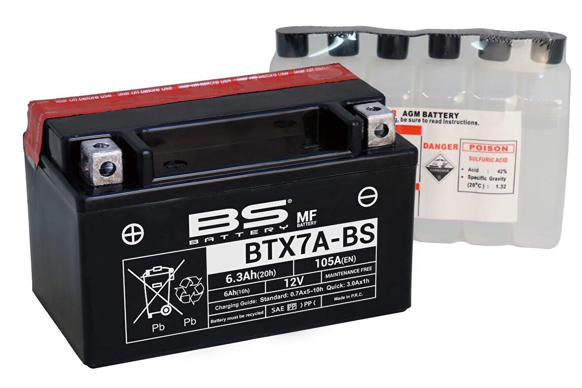 BS BATTERY BTX7A-SLA Motosiklet Aküsü SLA Tipi