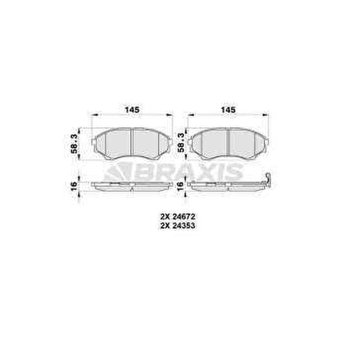 ON FREN BALATASI MAZDA 4X4 B 2500 RANGER 02-06 2.5TD - 3.0TD 06-12 - BRAXIS AB0178