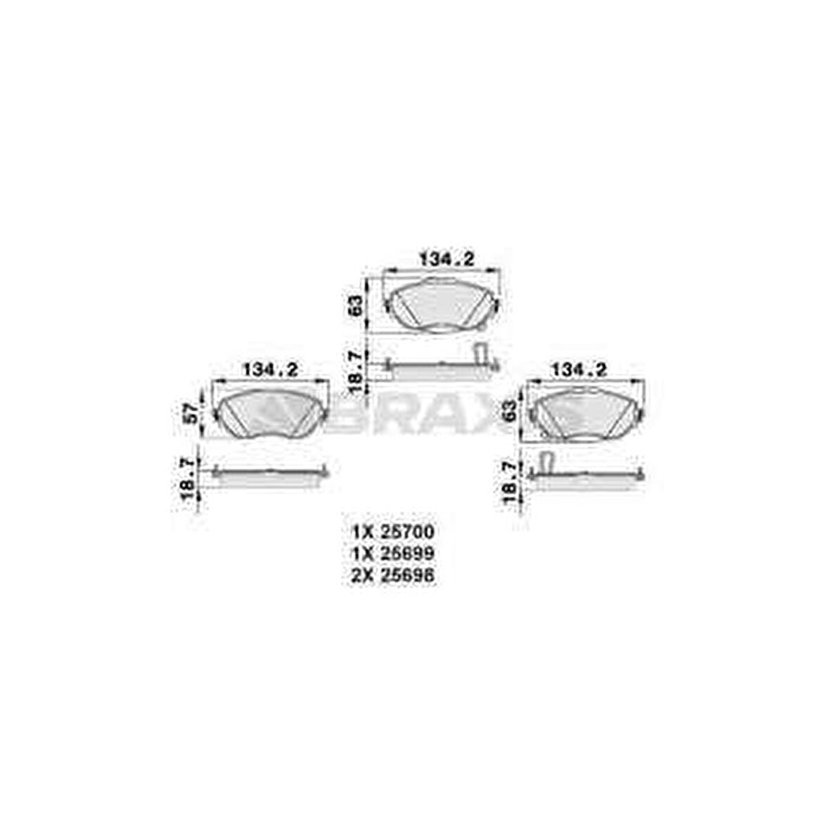 ON FREN BALATASI COROLLA 2013- AURIS 2012- 1.33 1.6 BENZINLI 1.4 D4D DIZEL - BRAXIS AB0493