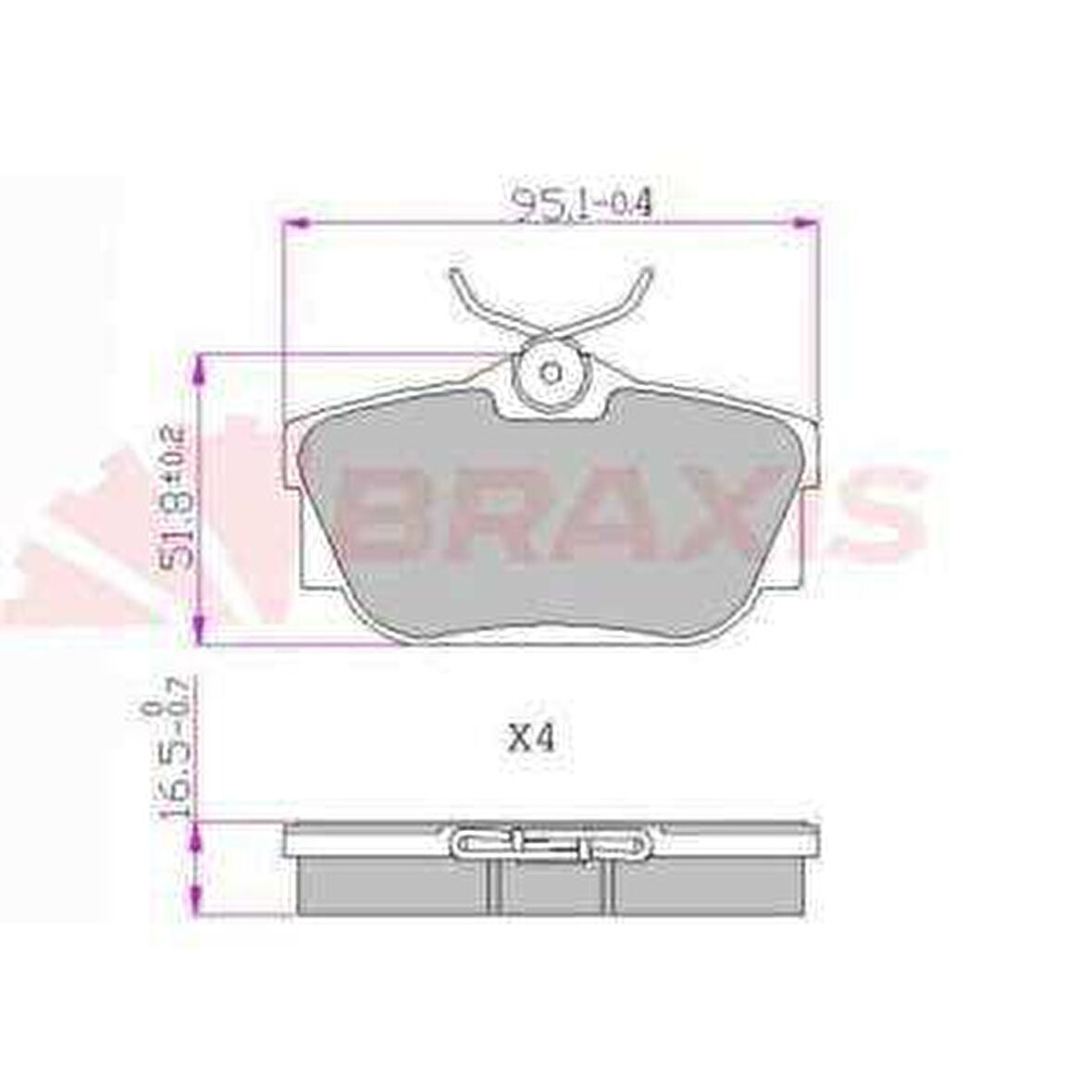 FREN BALATASI ARKA TRANSPORTER T4 96-04 - BRAXIS AA0608
