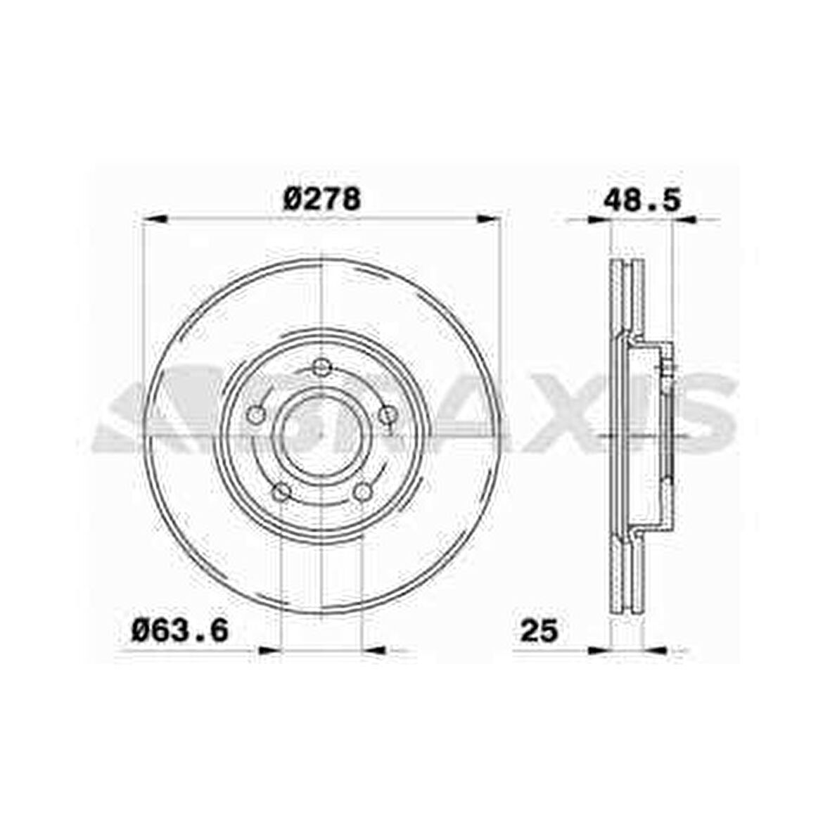 ON FREN DISK AYNASI FOCUS III 1.6ECO - 1.6TDCI FOCUS II 04 -- FOCUS II C MAX 03-07 C MAX 07 -- 1.6ECO - 1.6TDCI - 1.8 16V - 2.0TDCI OLCU 278 - 25 - BRAXIS AE0022