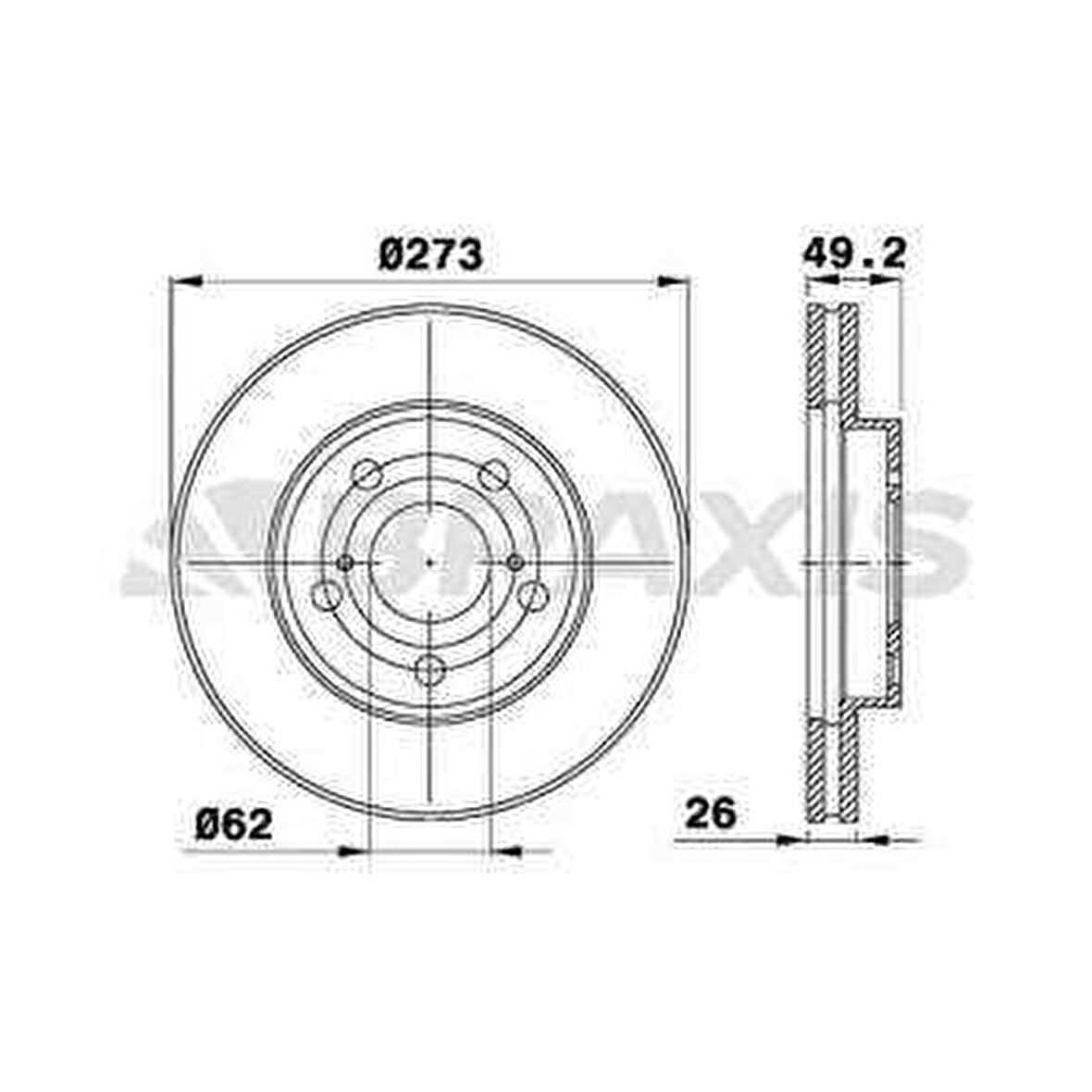 ON FREN DISKI AYNASI HAVALI TOYOTA COROLLA AURIS D4D DIZEL 2007 2012 273X5 - BRAXIS AE0257
