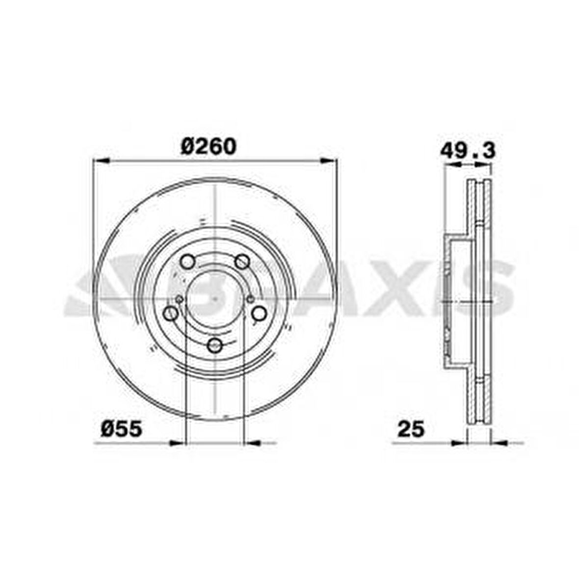 ON FREN DISK AYNASI TOYOTA AVENSIS 97-02 260X5 - BRAXIS AE0331