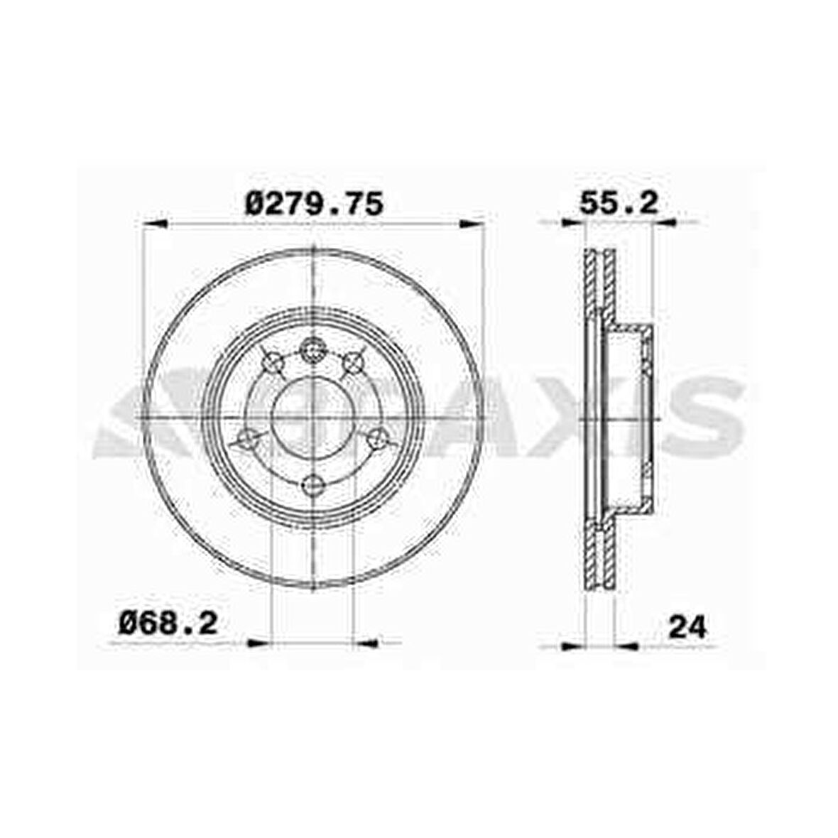 ON FREN DISK AYNASI HAVALI TRANSPORTER T4 1.9D - TD 2.4D 2.5TDI 96-03 - BRAXIS AE0237