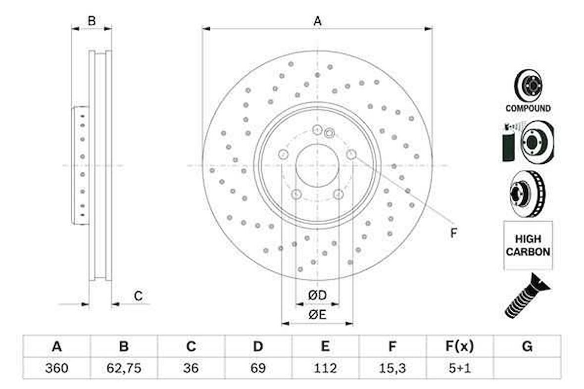 FREN DISKI ON W205 15-18 W213 16- C257 17- C238 17- X253 15- C253 16- - BRAXIS AE1298