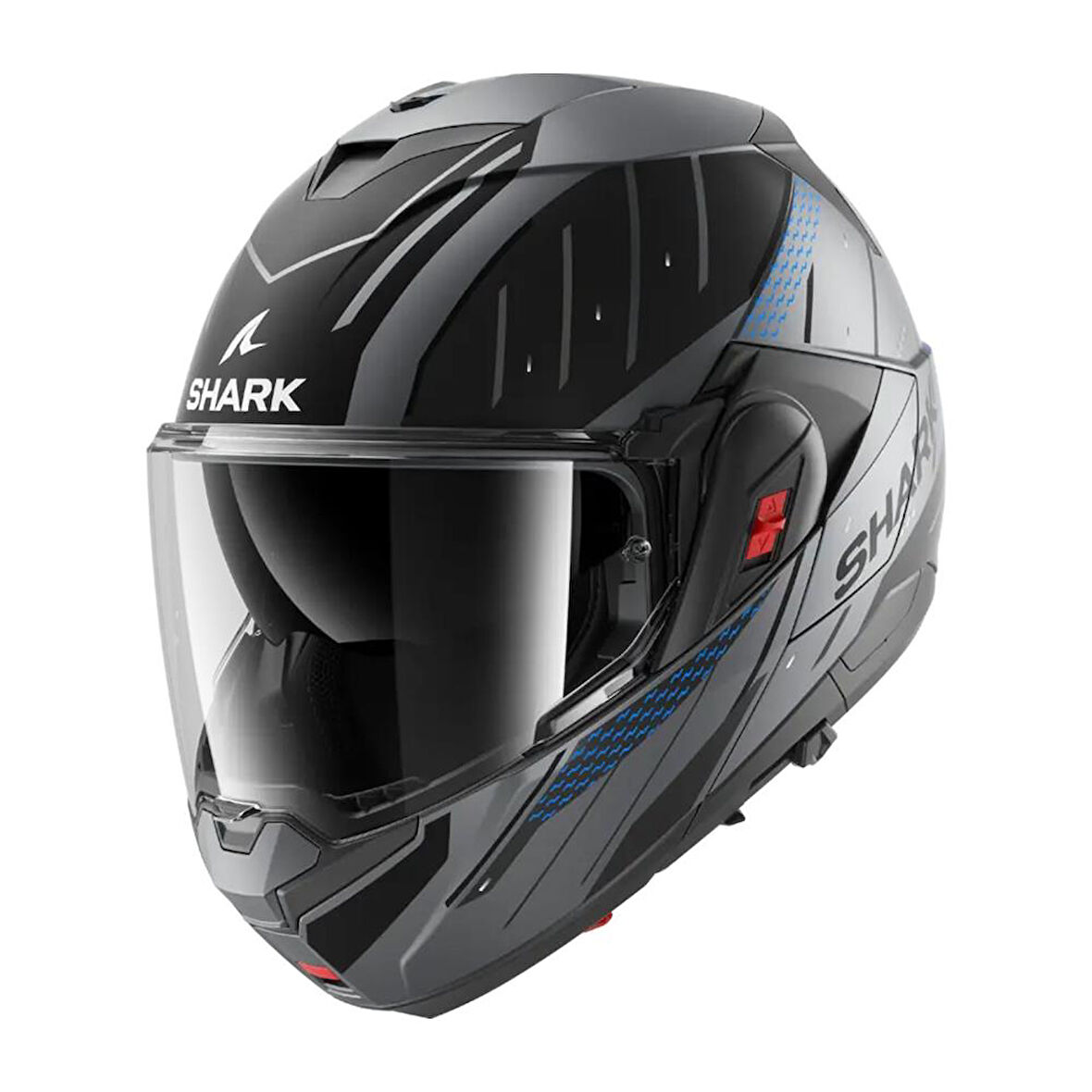 SHARK OXO RYDGER MAT SİYAH-GRİ-MAVİ ÇENE AÇILIR KASK