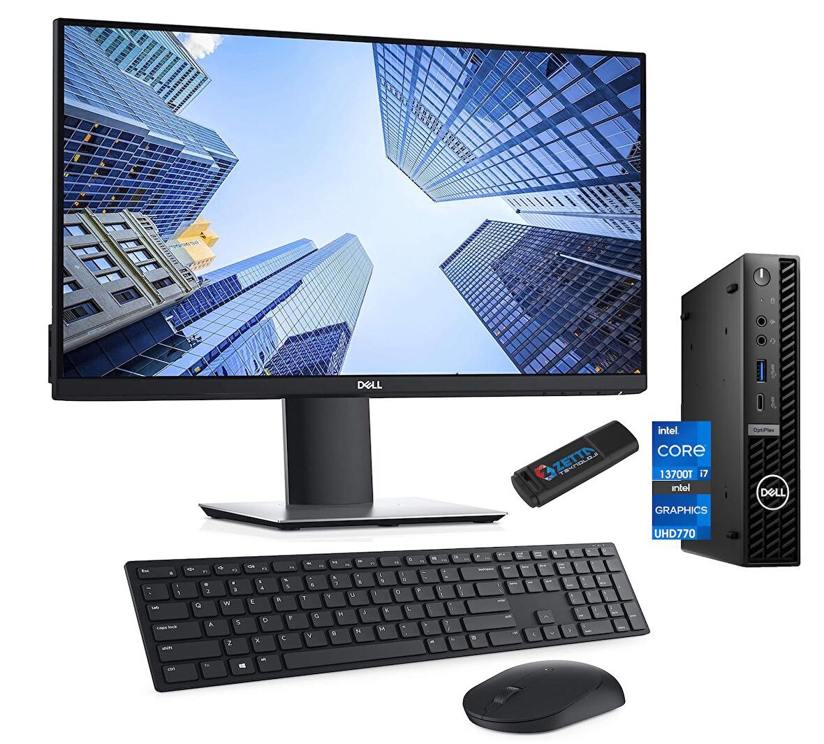 DELL Optiplex 7010MFF İntel Core i7 13700T 64gb 1tb SSD Windows11Pro 23.8 Monitör Mini MasaüstüBilgisayar 7010Pİ7 N007O7010MFFPUBM23+ZettaUsbBellek