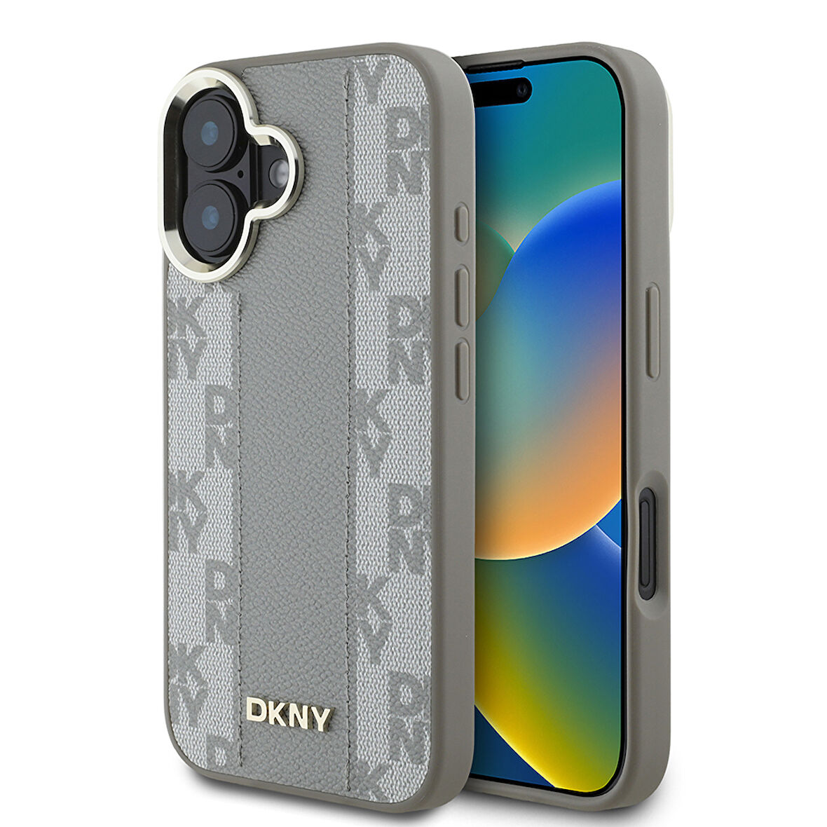 Apple iPhone 16 Uyumlu Kılıf DKNY Orjinal Lisanslı Magsafe Şarj Özellikli 3D Yazılı Checkered Pattern Kapak