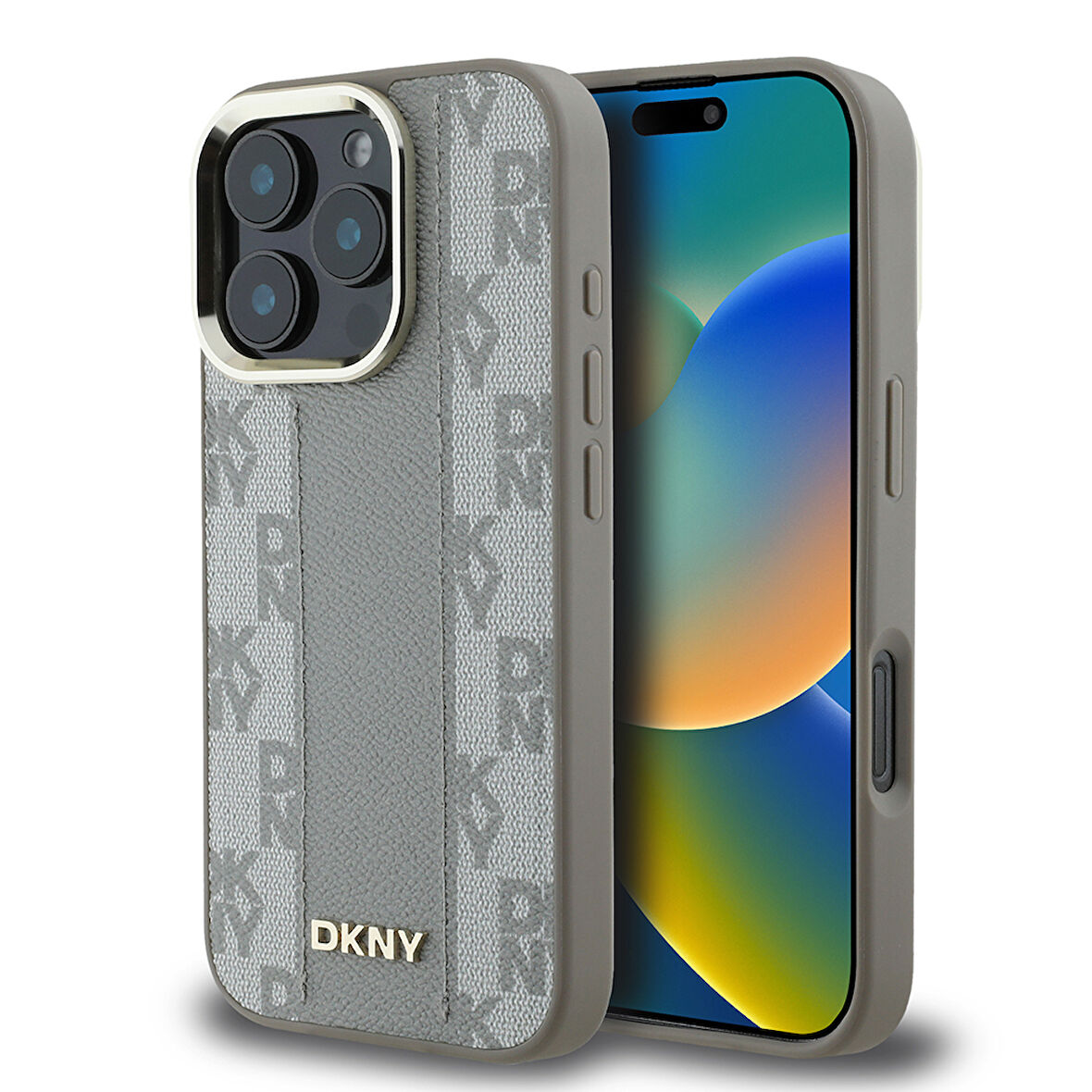 Apple iPhone 16 Pro Max Uyumlu Kılıf DKNY Orjinal Lisanslı Magsafe Şarj Özellikli 3D Yazılı Checkered Pattern Kapak