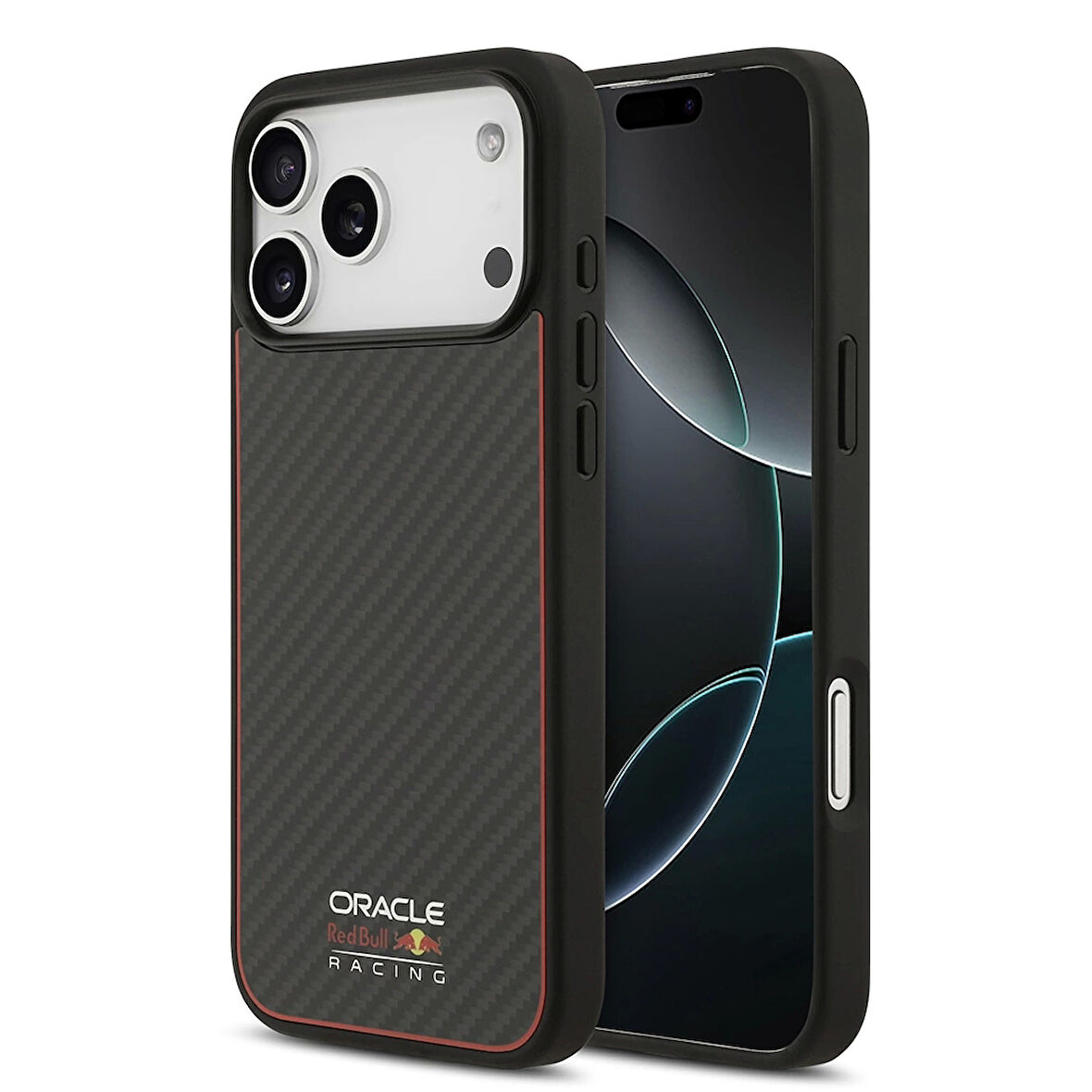 Apple iPhone 17 Pro Max Kılıf Redbull Orjinal Lisanslı M-safe Şarj Özellikli Karbon Fiber Parlayan Logolu Kevlar Kapak