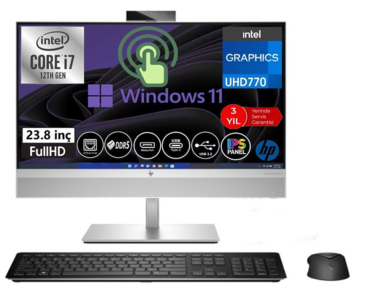 HP HP EliteOne 840 G9 İntel® Core™ İ7 1255U DDR5 64gb 512gb SSD Intel® UHD 23.8 TOUCH Windows11Pro All in One Masaüstü Bilgisayar AIO5V919EA46+ZettaUsbBellek