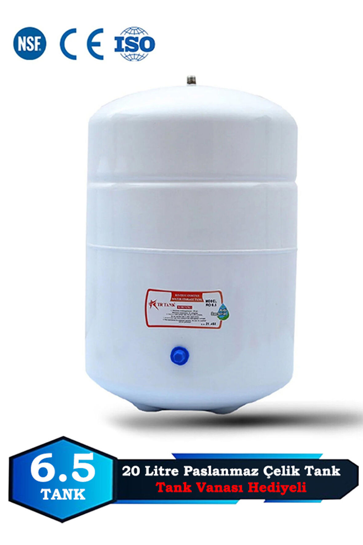 Su Arıtma Cihazı Metal Genleşme Su Tankı 20 Lt NSF Belgeli Su Arıtma Deposu Tank Vanası