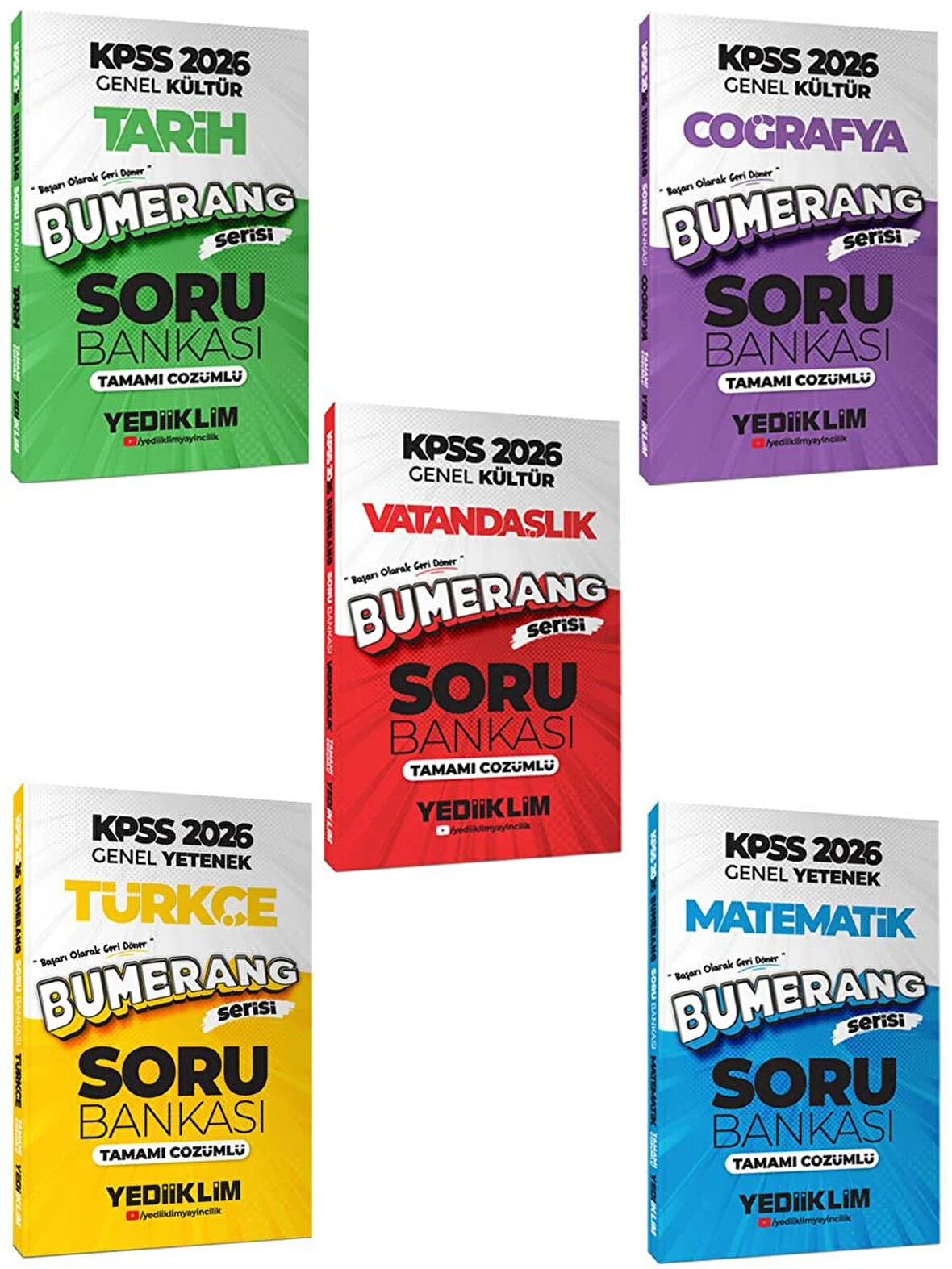 Yediiklim 2026 KPSS Genel Yetenek Genel Kültür Bumerang Tamamı Çözümlü Soru Seti 5 Kitap