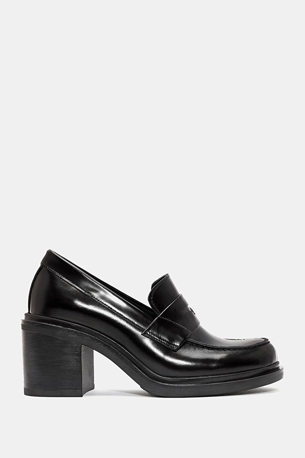 Allisa Kadın Siyah Gerçek Deri Topuklu Loafer