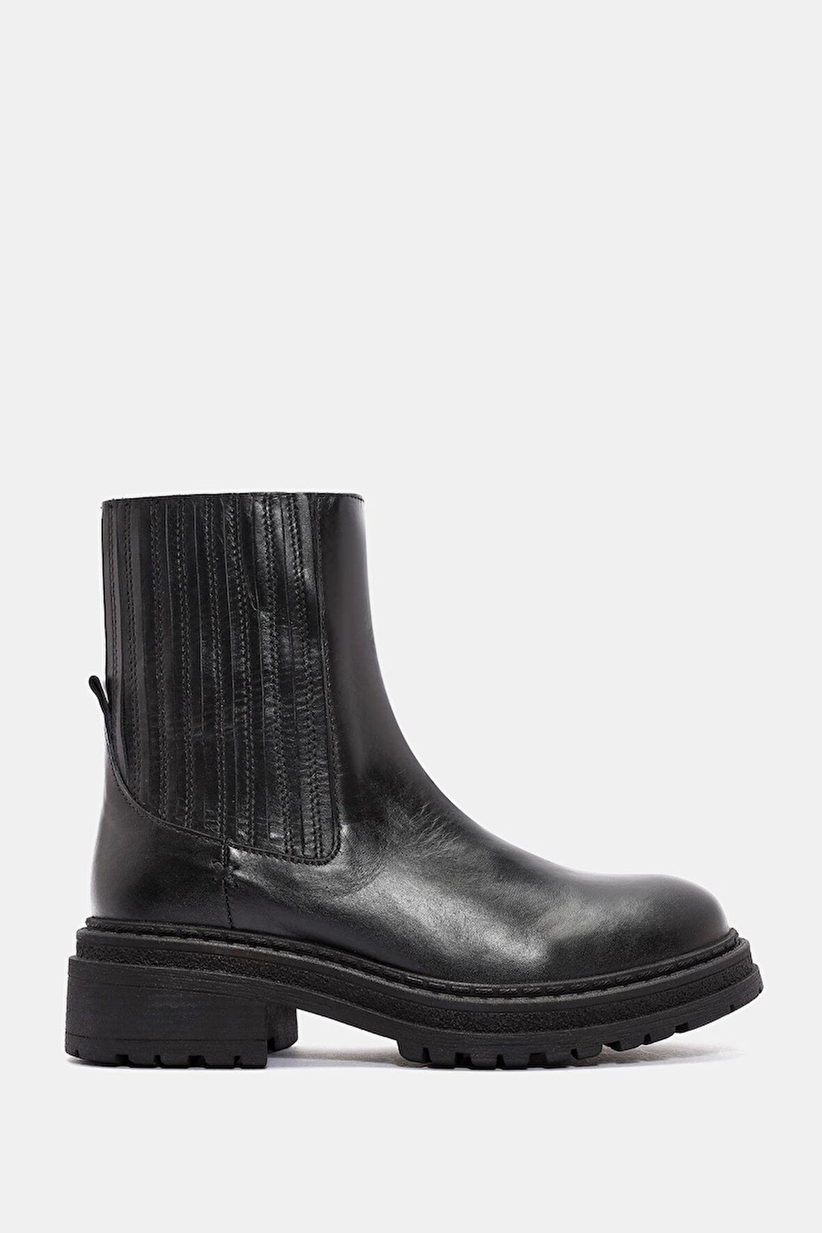 Dina  Kadın Siyah Gerçek Deri Chelsea Bot