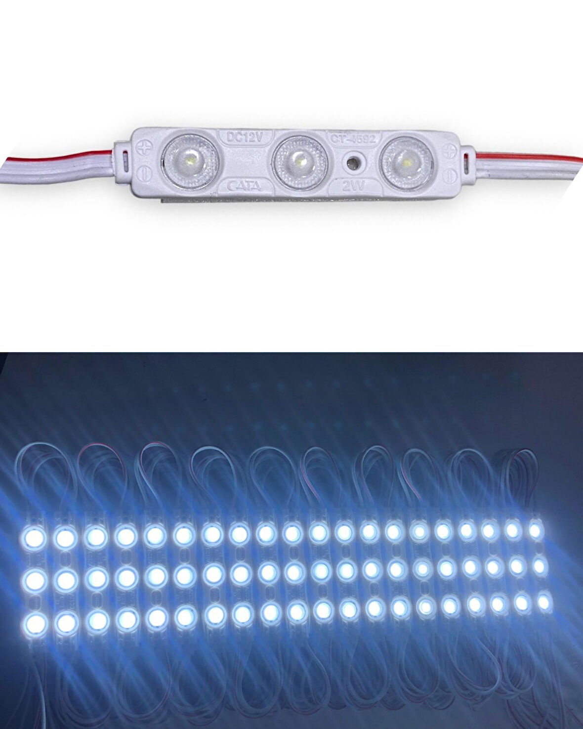Beyaz 3 Ledli Kablolu Parmak Led 12 v 5 adet