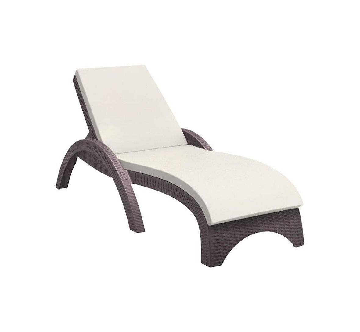 Omnipazar TRK-860 Siesta Fiji Bej Minderli Rattan Desenli Ayarlanabilir Lüks Şezlong 