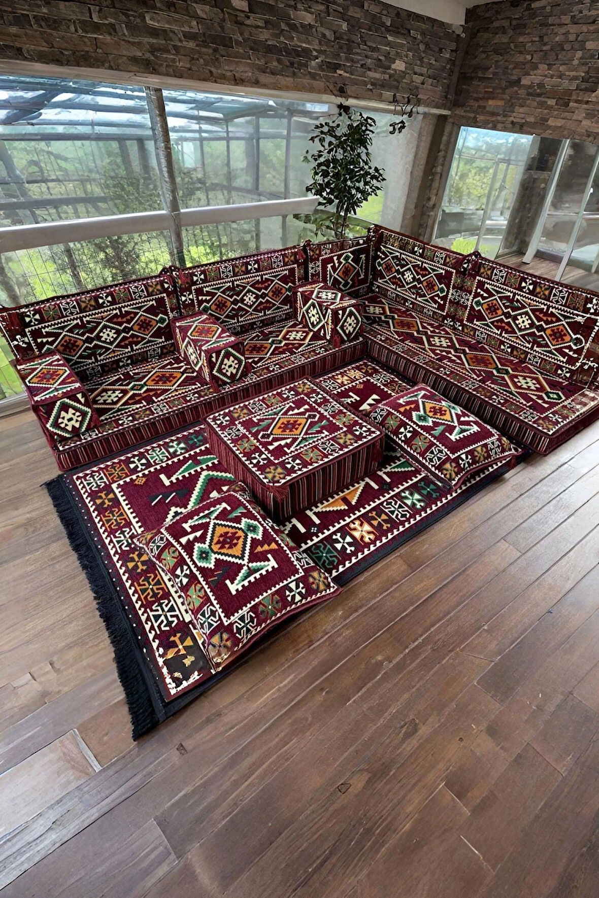 Şark Köşesi Yer Minderi Takımı Otantik Rahat Oturma Minderi Salon Balkon İçin