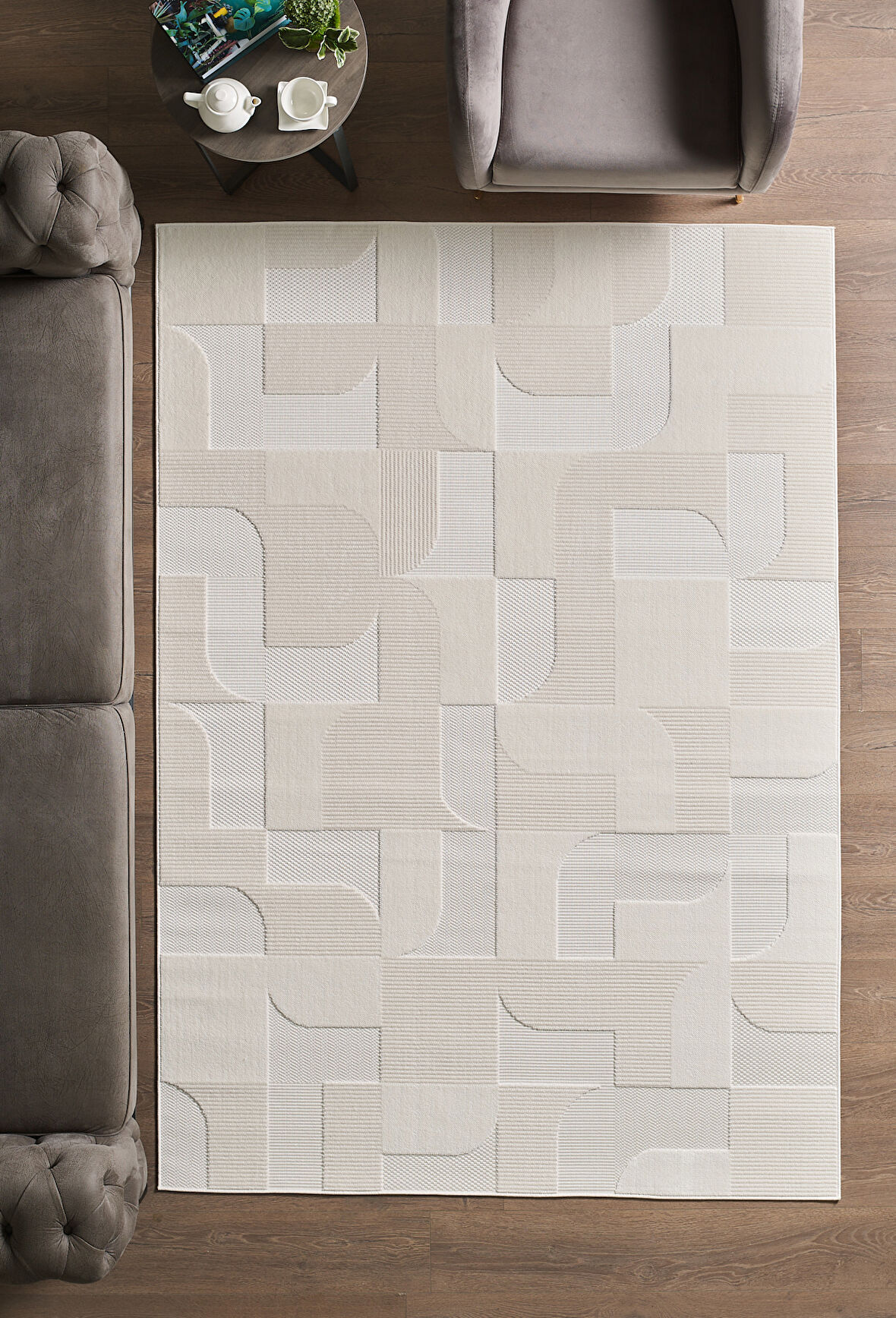 Özel Tasarım Krem Renk Sisal Halı Oturma Odası Salon Halısı Kolay Temizlenebilir Kaymaz Taban Halı