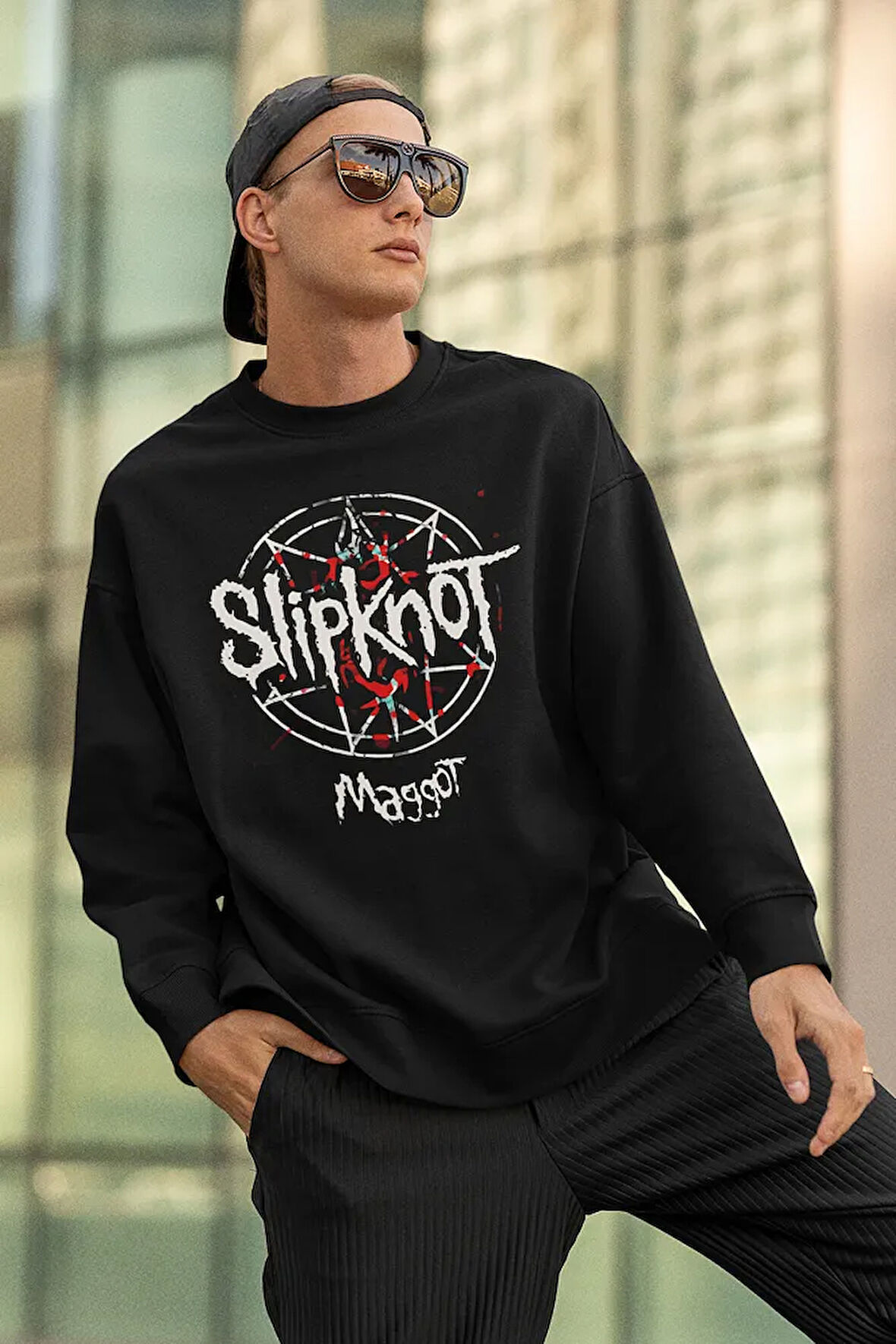 Slipknot Maggot Baskılı Unisex Oversize Müzik Grubu Sweatshirt