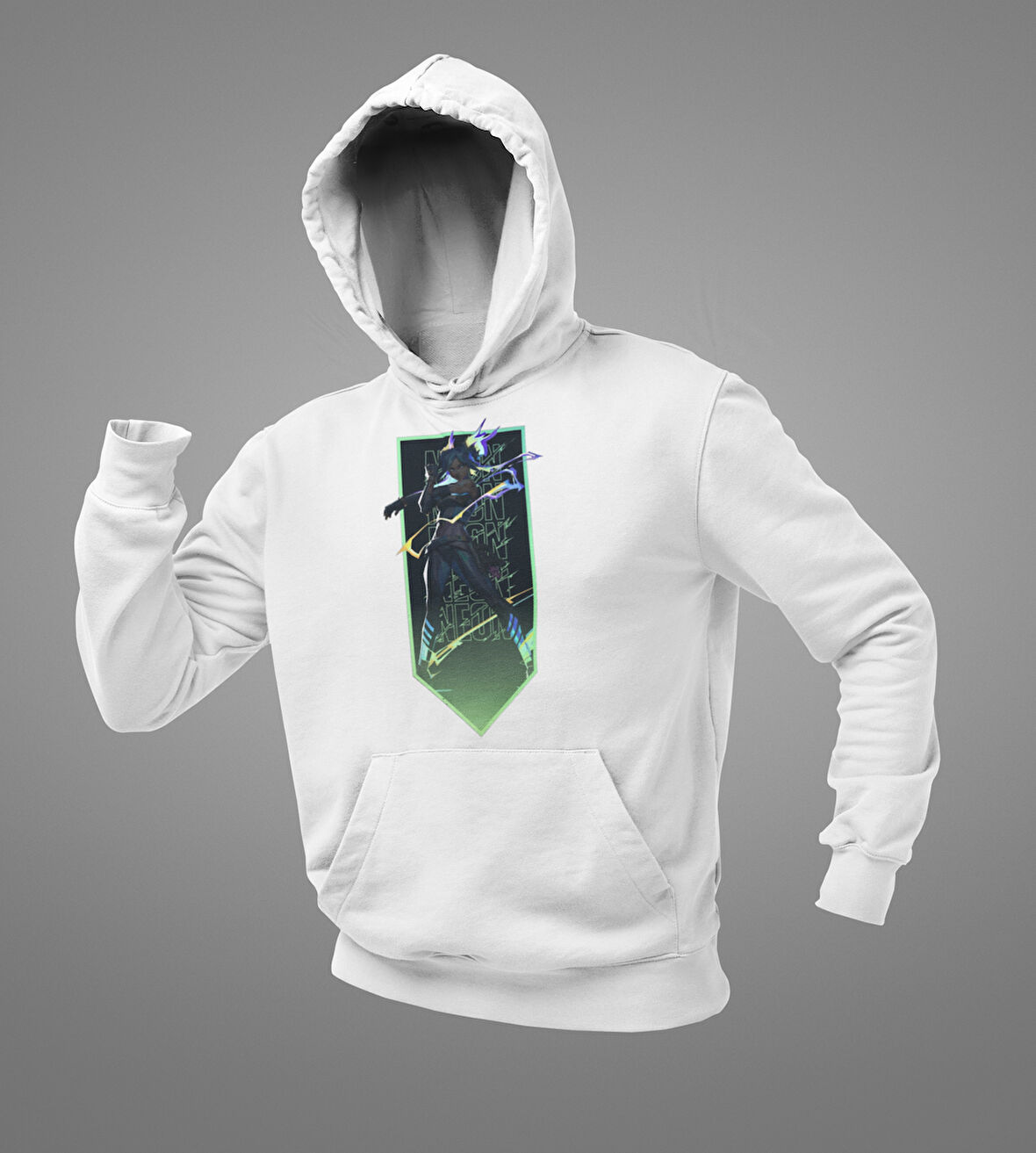 Entry Vaalorant Neon Baskılı Unisex Oversize Hoodie