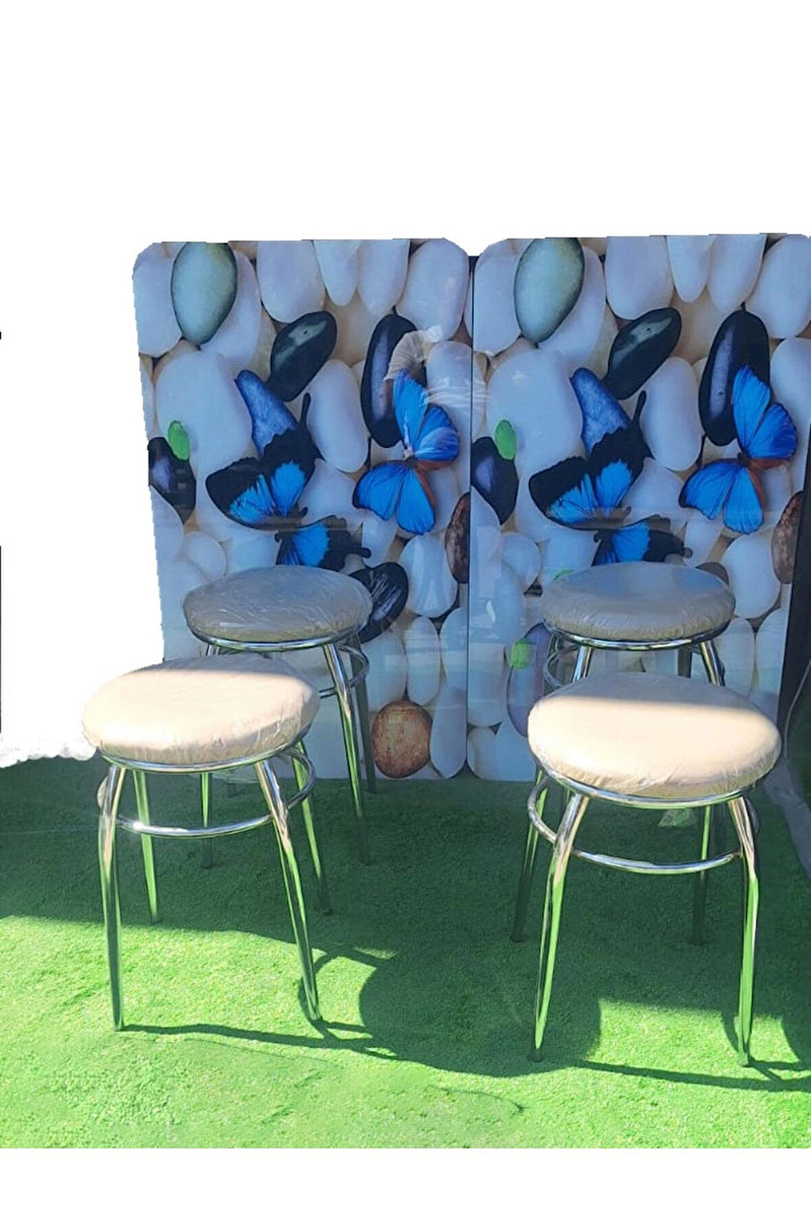 4'lü Tabure Krom Ayaklı