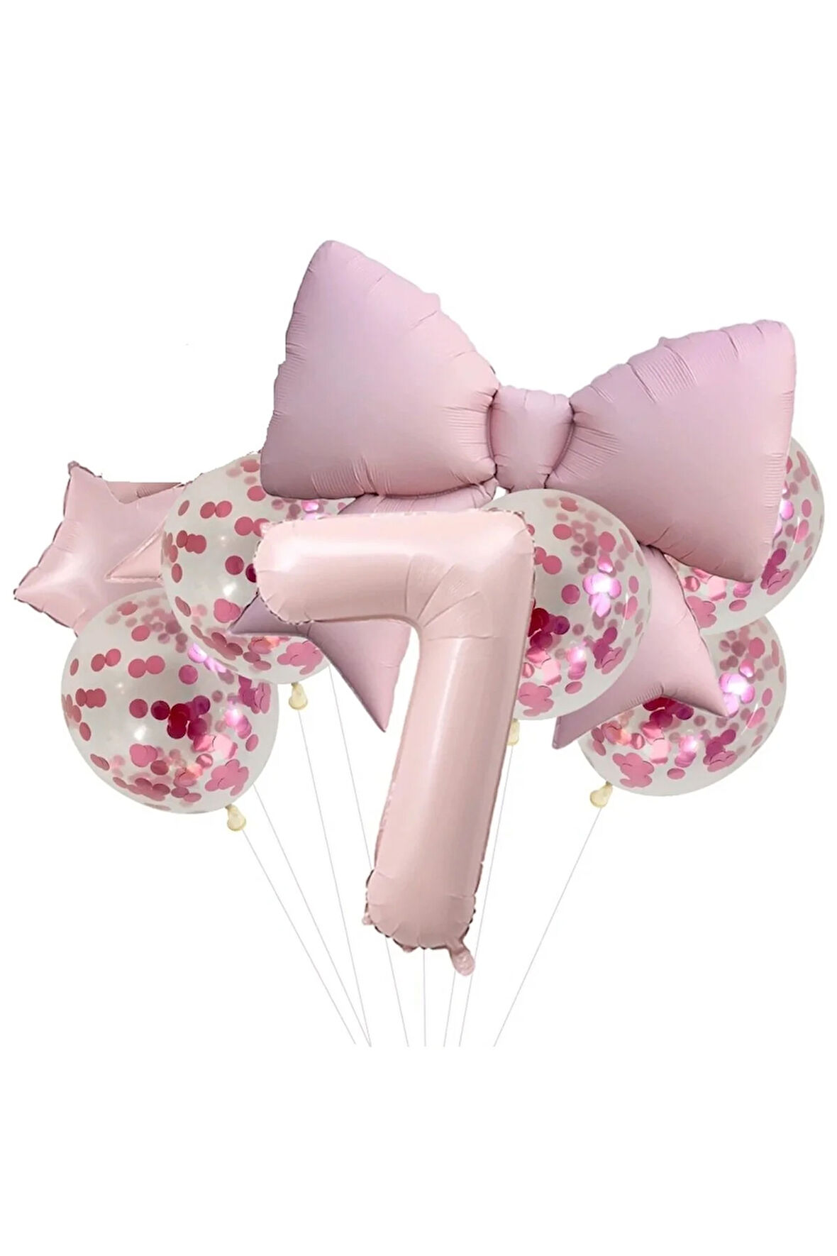 pembe renk fiyon folyo balonlu yaş balon set