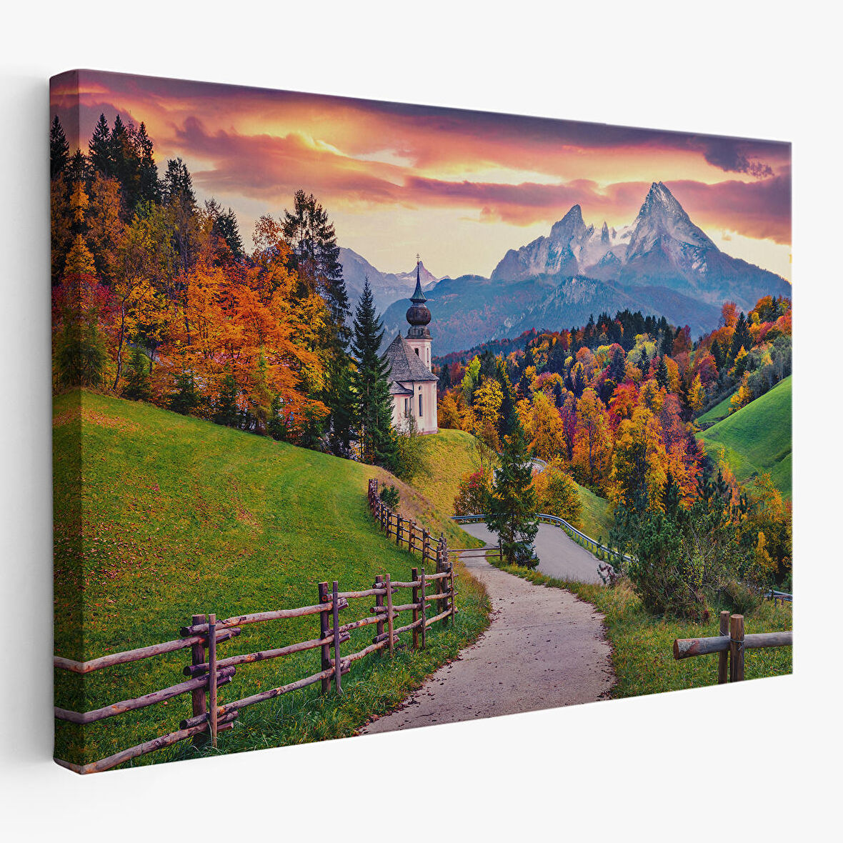 Hochkalter Dağı Maria Gern Kilisesi Ve Alpler Dekoratif Tablo-3679