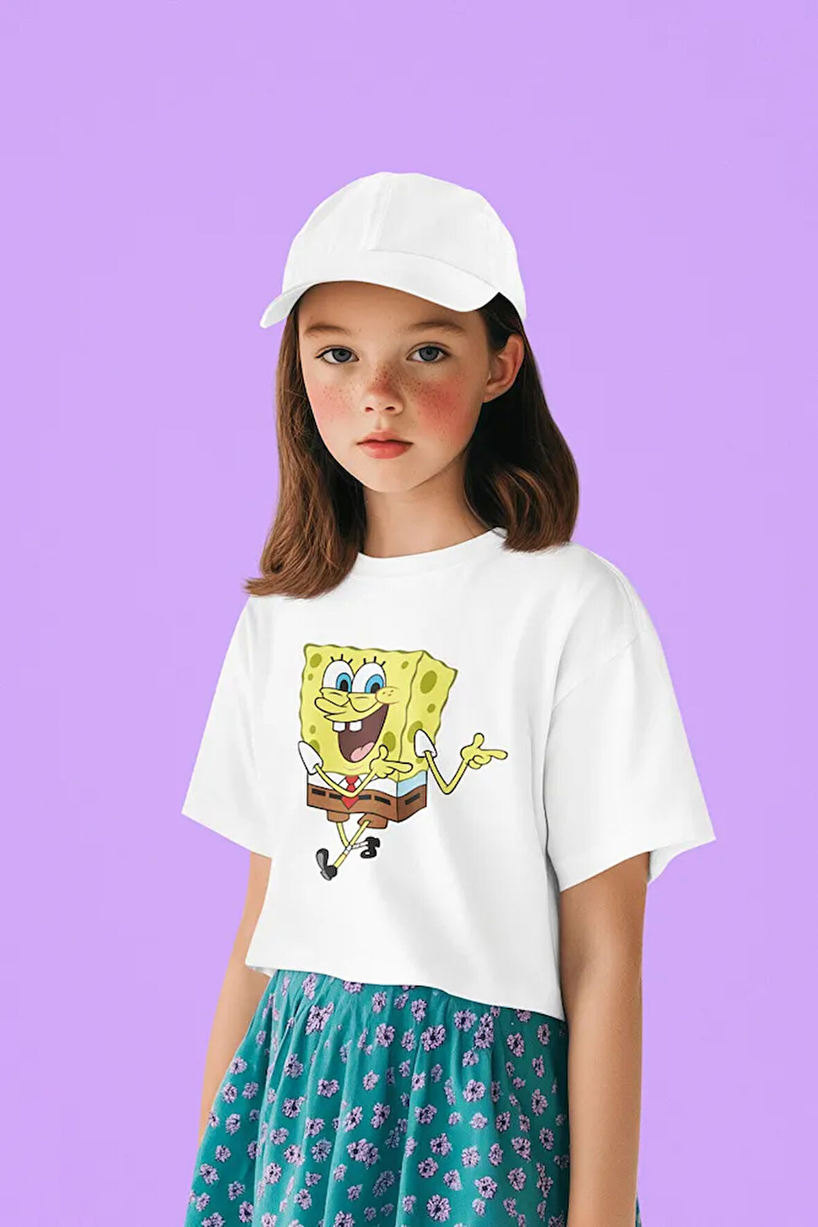 Süngerbob Baskılı Unisex Çizgi Film Çocuk Tişört (1-12 YAŞ)