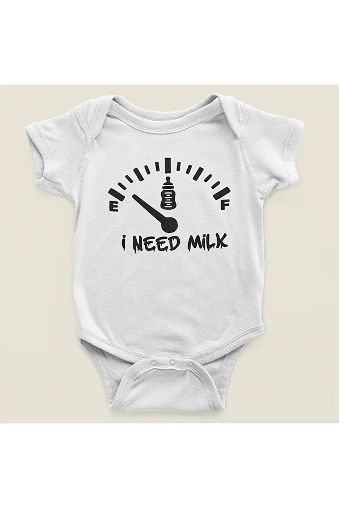 Tasarım Süte İhtiyacım Var Yazılı Pamuklu Yumuşak Unisex Çıtçıtlı Body Zıbın